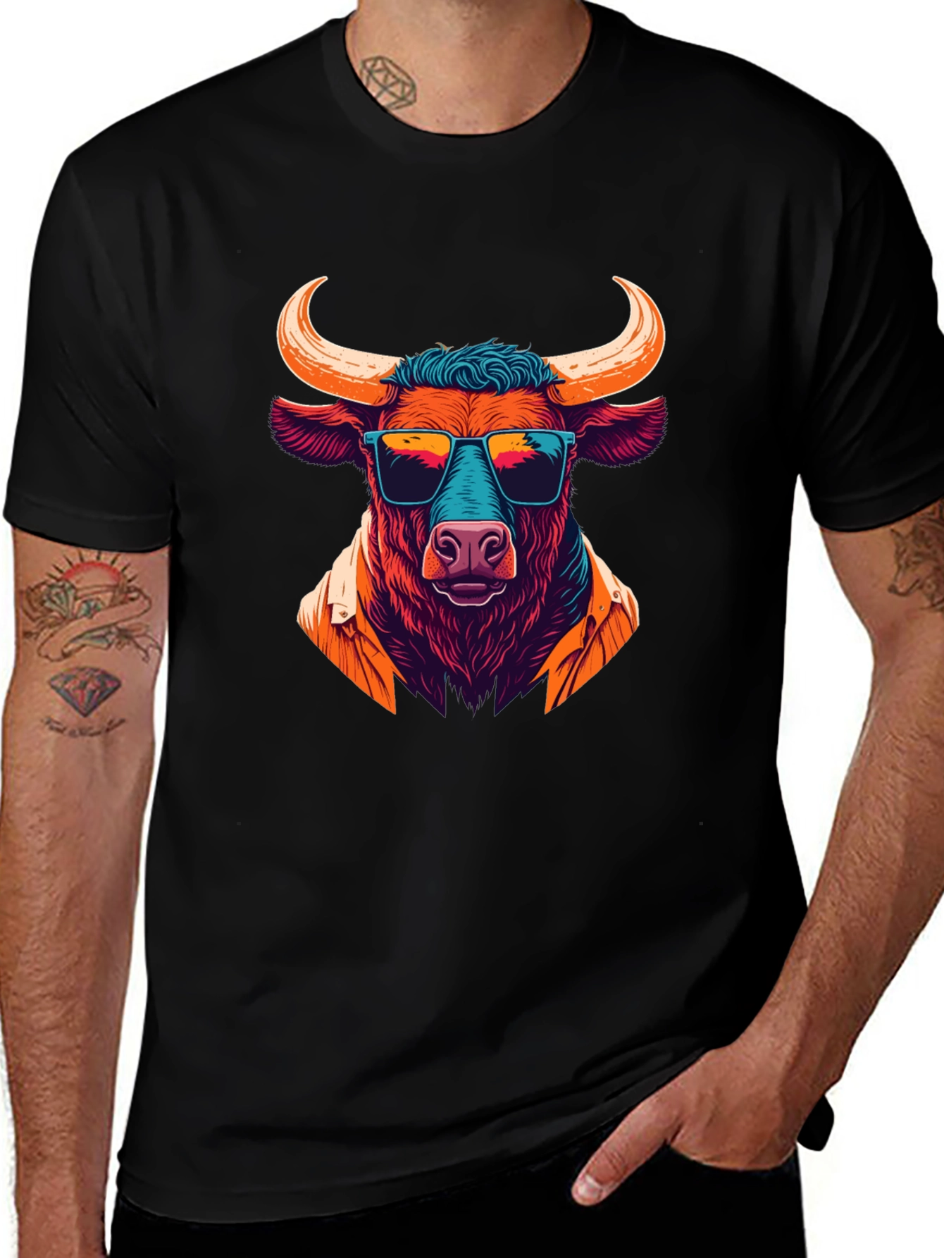 Variant 11 of Cool Bull Graphic Tee - Men's Black T-Shirt