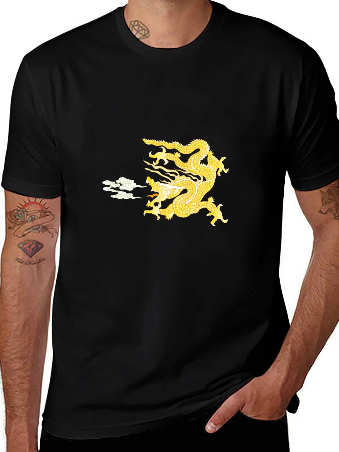 Variant 22 of Golden Dragon Graphic Black Tee