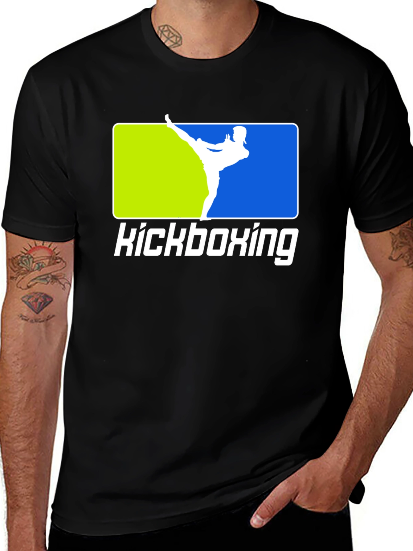 Variant 16 of Kickboxing Black T-Shirt, Martial Arts Design