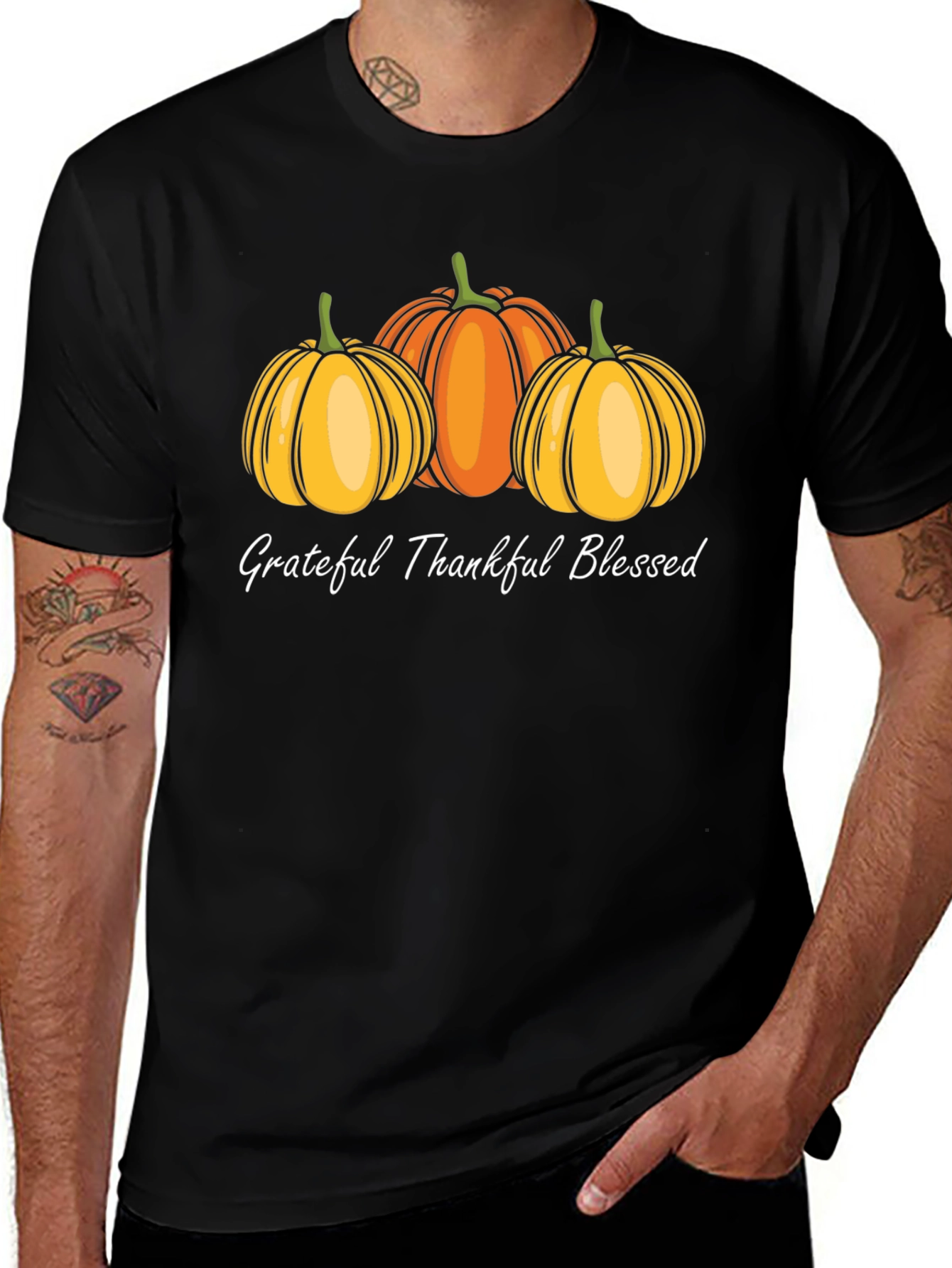 Variant 10 of Grateful Thankful Blessed Pumpkin T-Shirt
