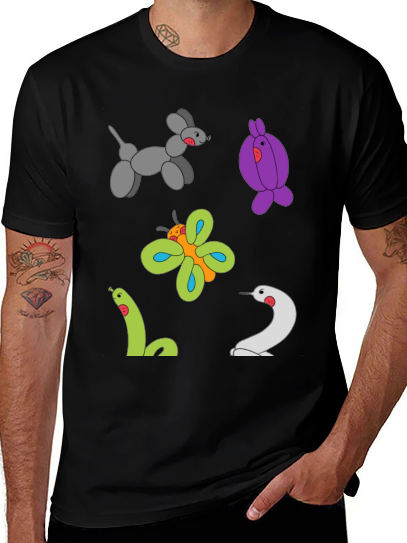 Variant 2 of Balloon Animal Print Black T-Shirt