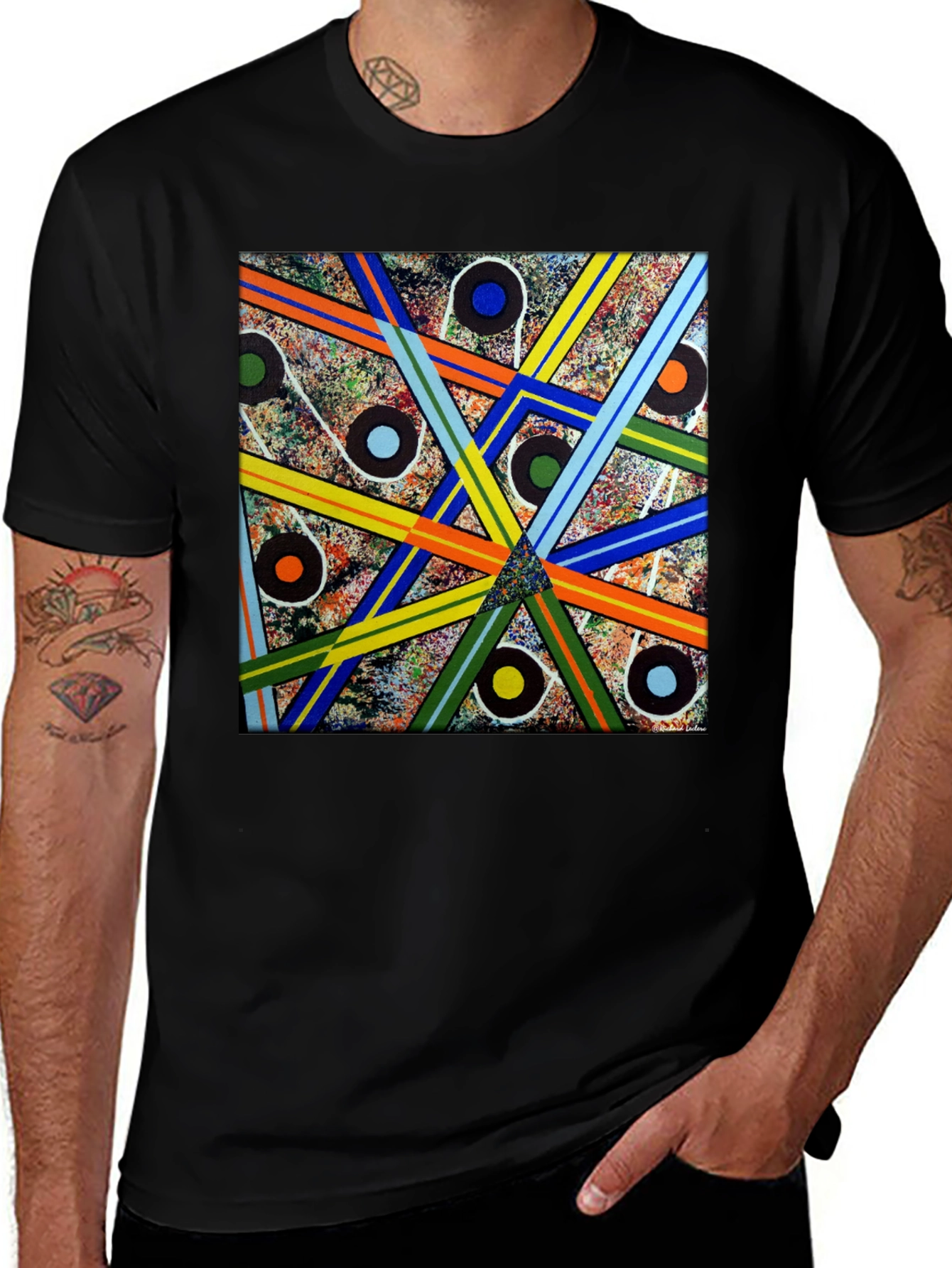 Variant 12 of Abstract Geometric Pattern Black T-Shirt