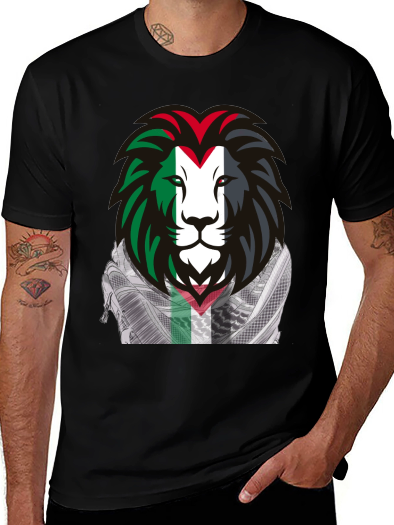 Variant 18 of Lion Palestine Flag T-Shirt - Patriotic Style