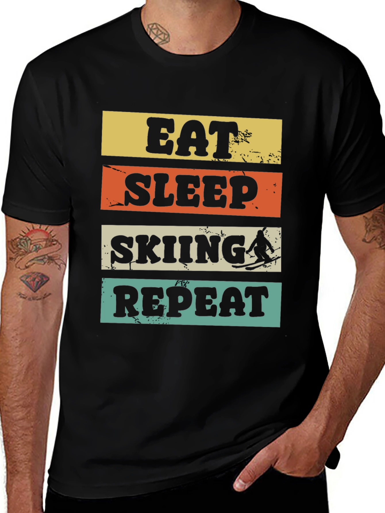 Variant 13 of Eat Sleep Skiing Repeat Graphic Tee