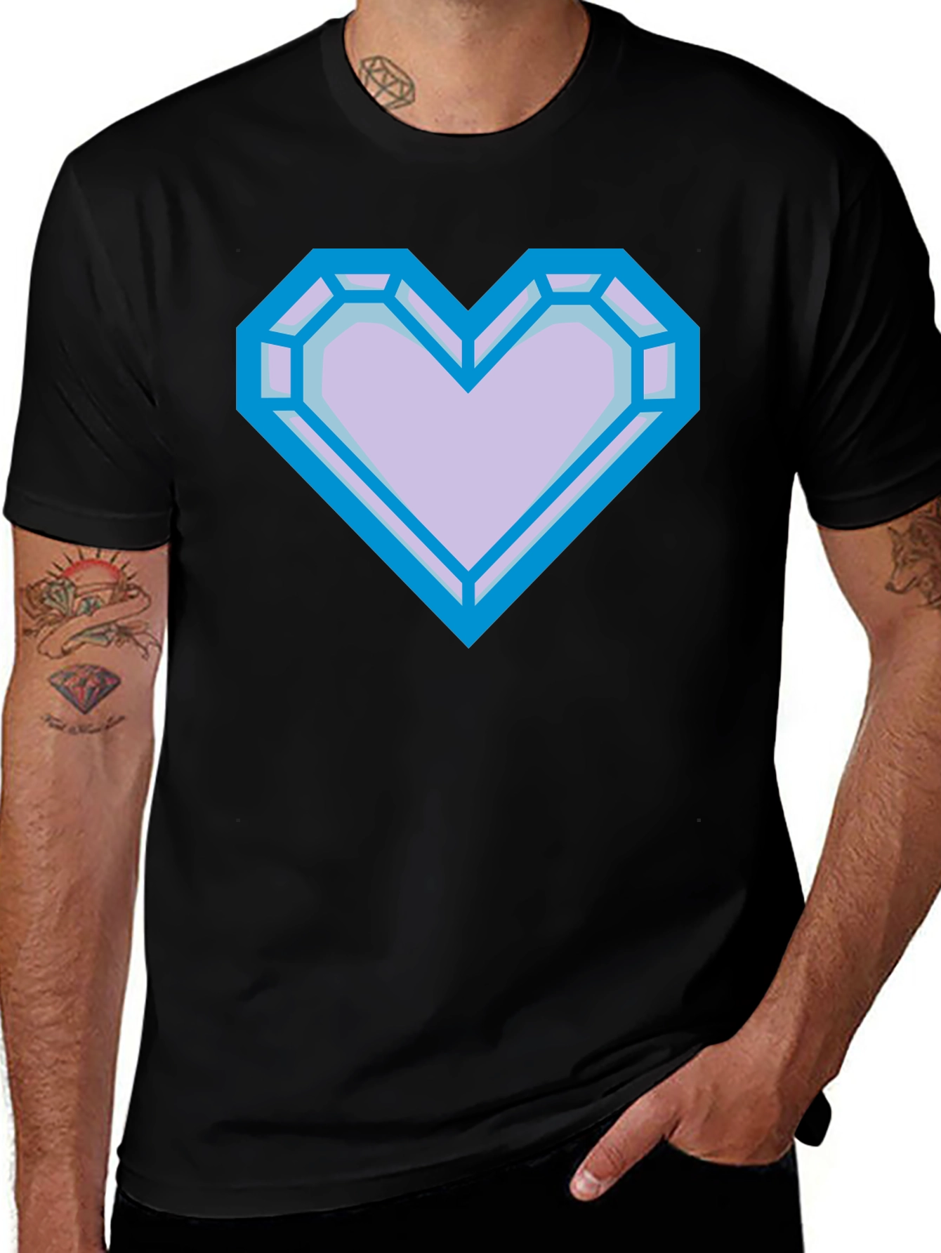 Diamond Heart Graphic Tee - Black T-Shirt
