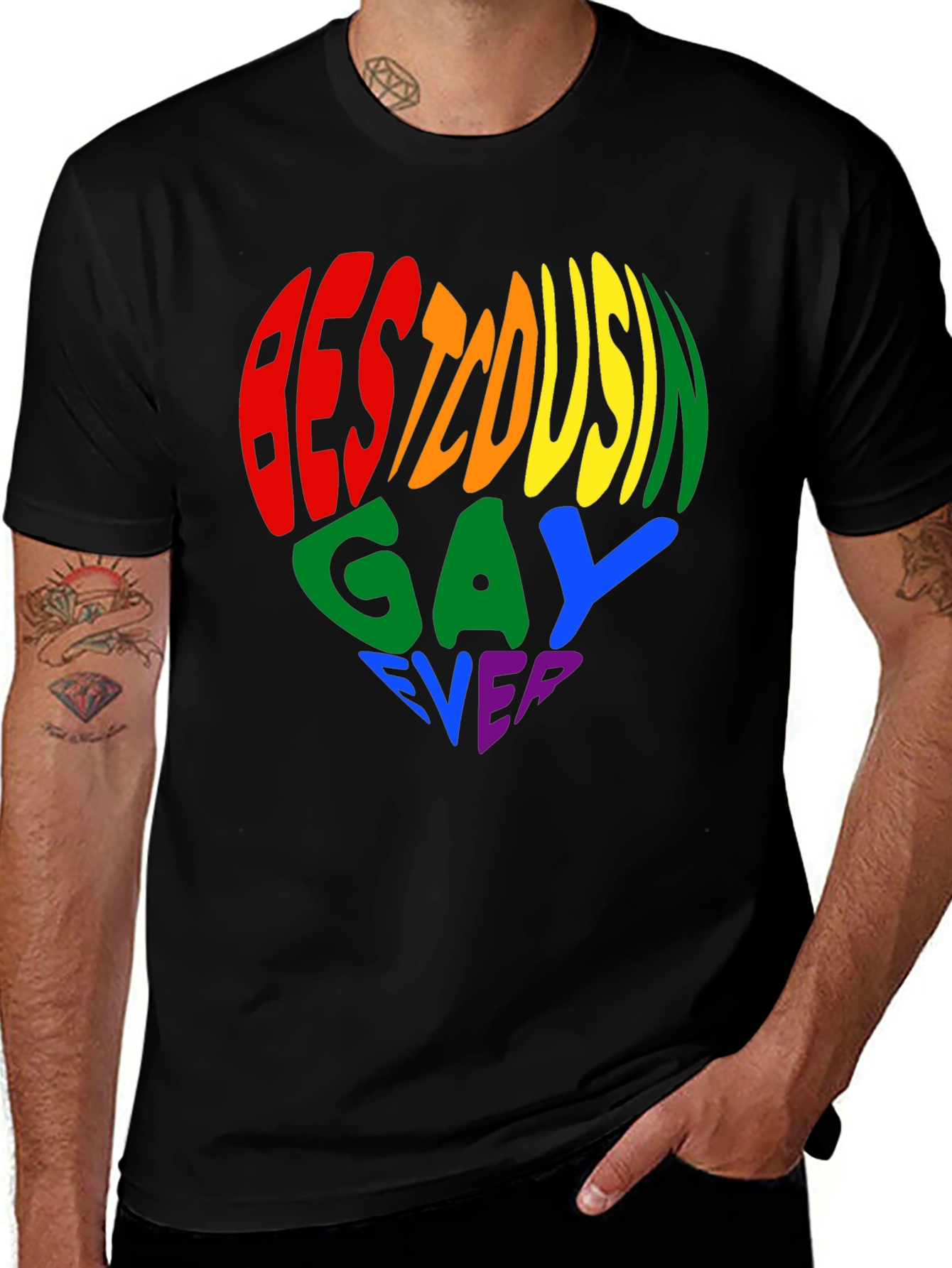 Best Cousin Gay Ever Rainbow Heart Tee