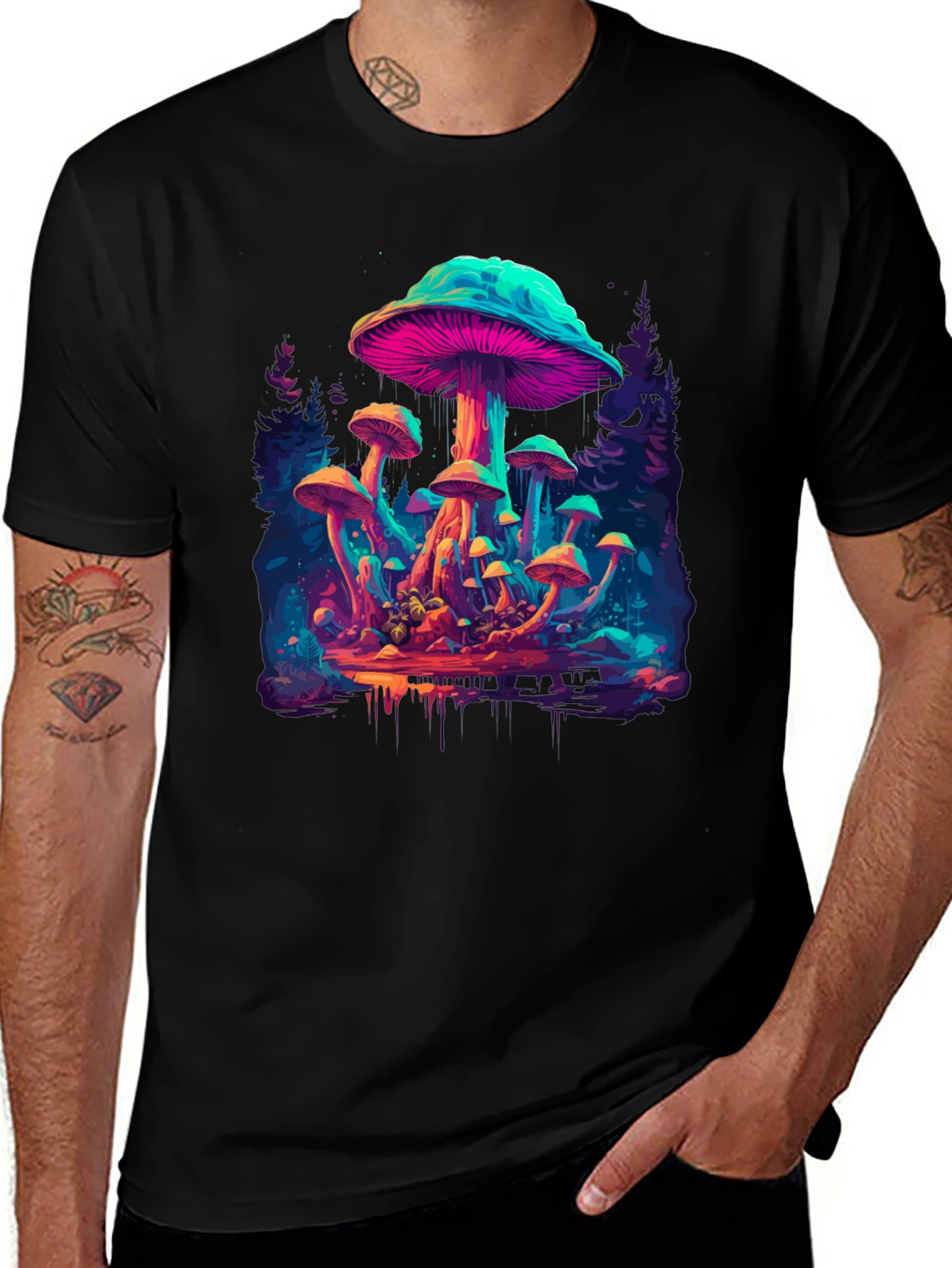 Variant 12 of Psychedelic Mushroom Graphic T-Shirt - Colorful Fantasy Design