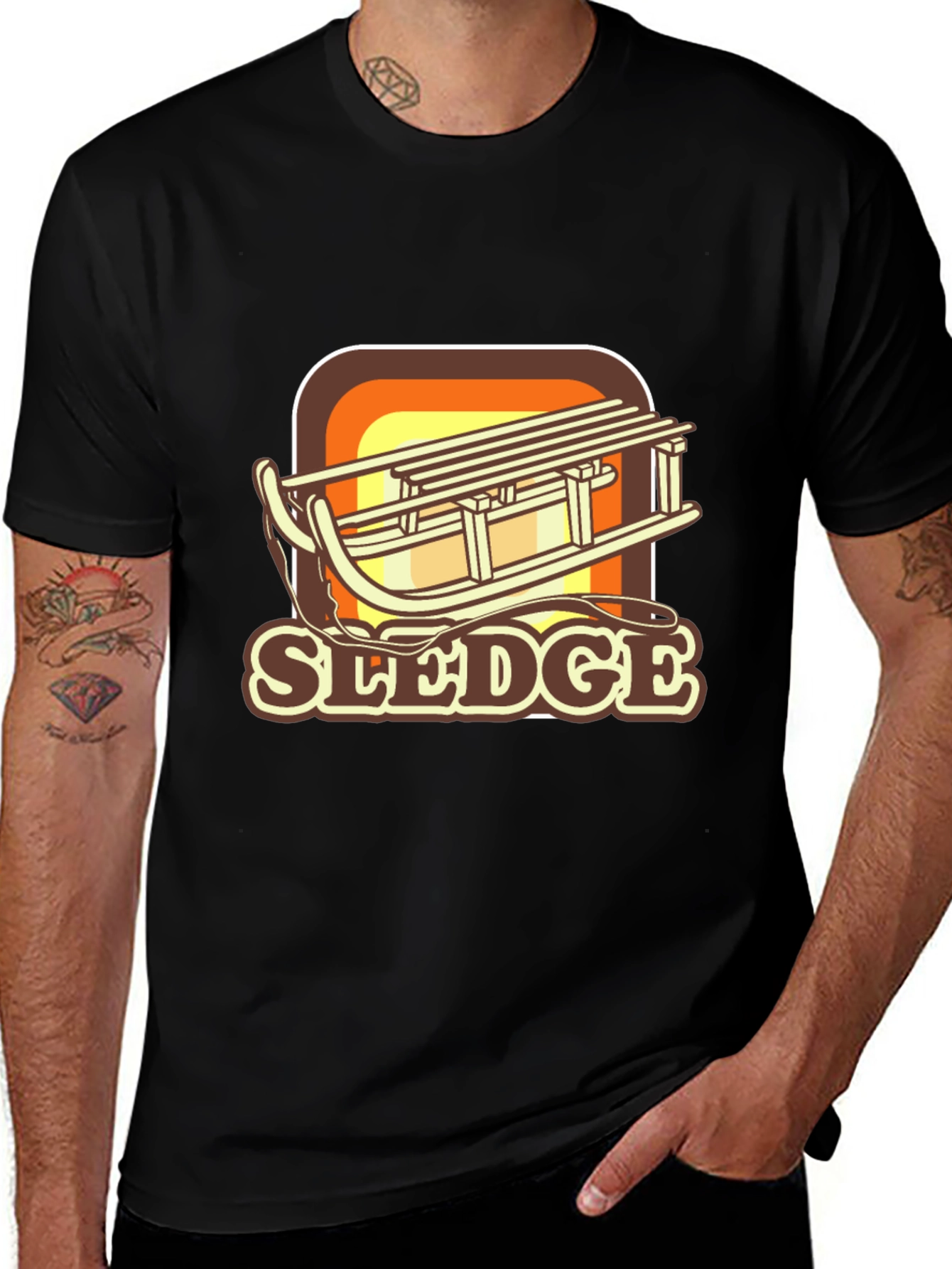 Variant 27 of Retro Sledge Graphic Tee - Vintage Winter Fun