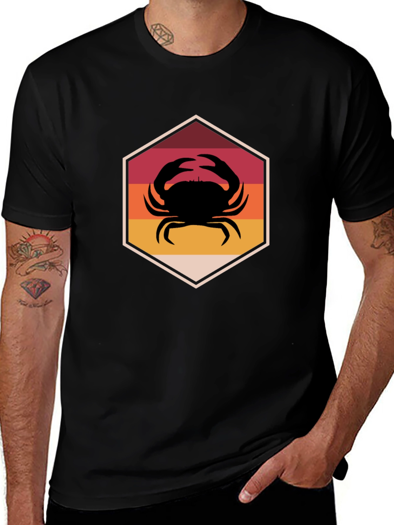 Variant 30 of Retro Crab Graphic T-Shirt - Black
