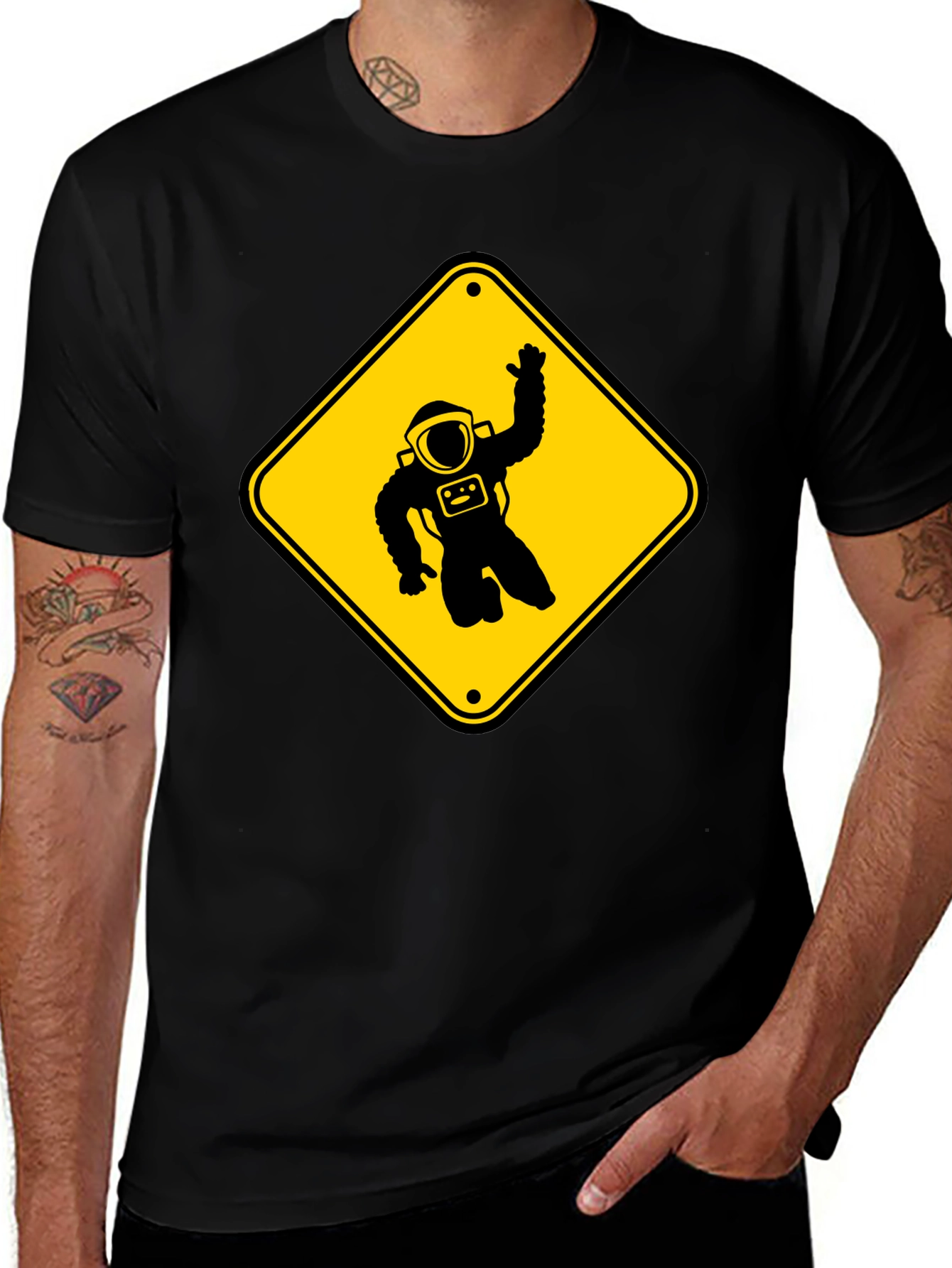 Variant 30 of Astronaut Crossing Black T-Shirt