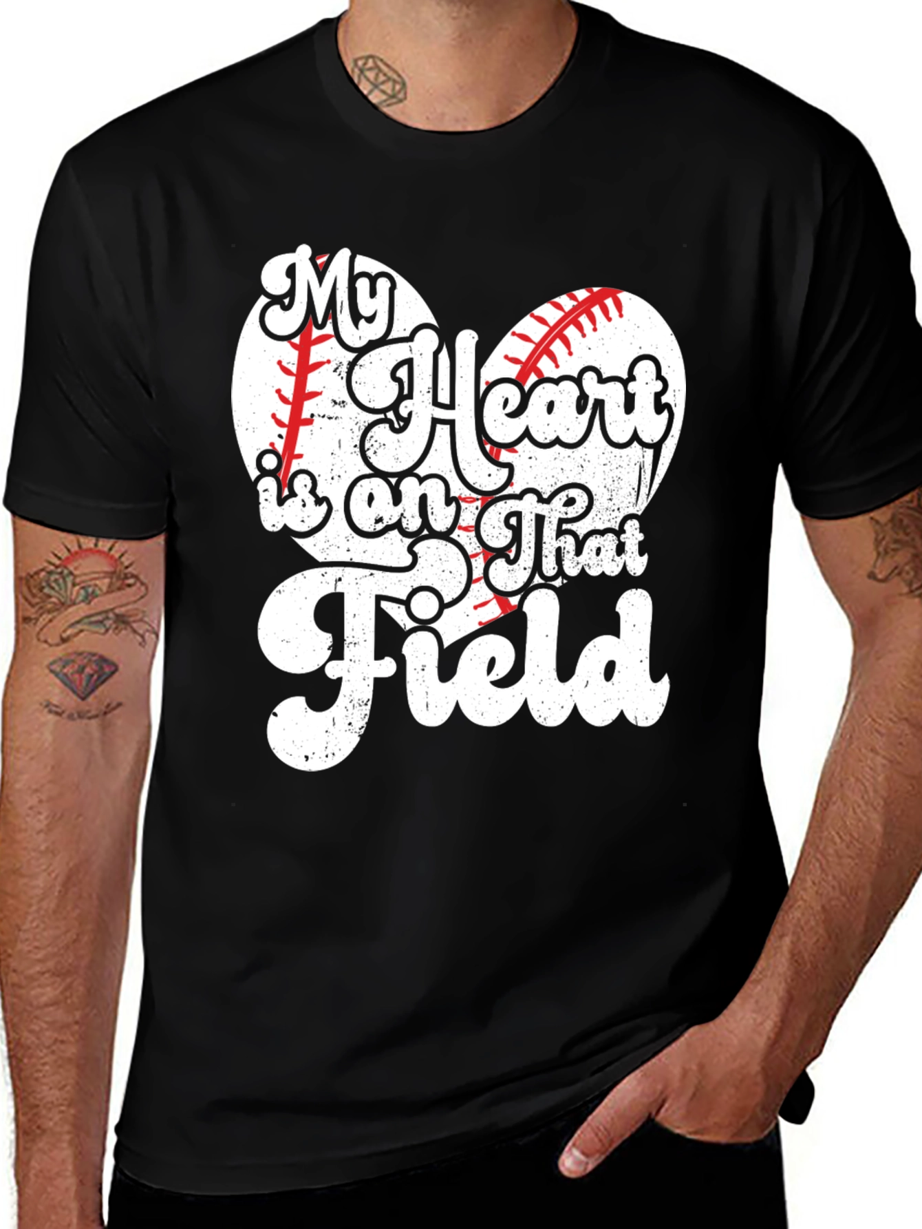 Variant 16 of Baseball Heart T-Shirt - My Heart is on That Field