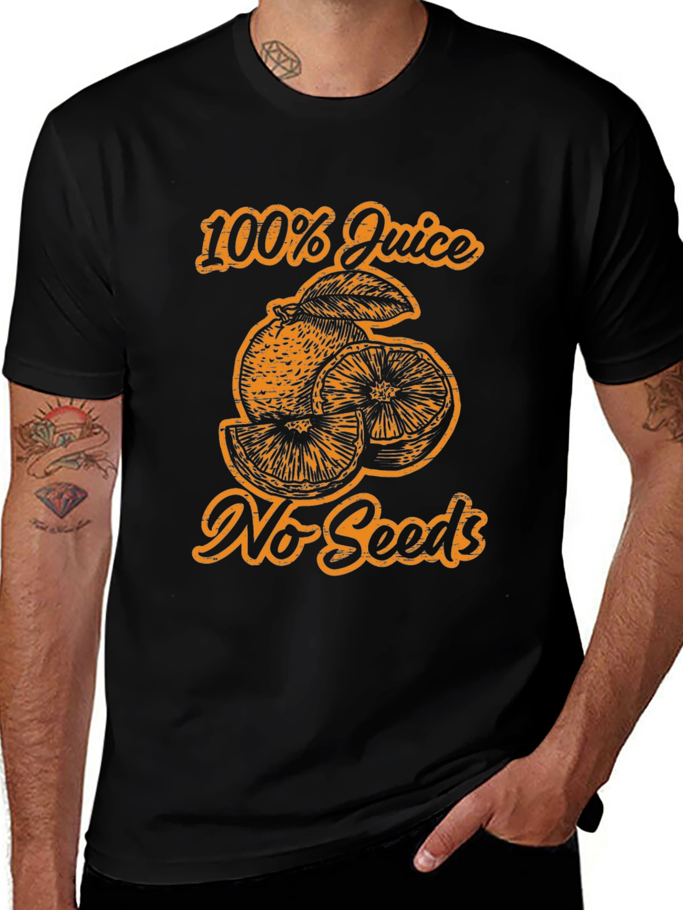 100% Juice No Seeds Graphic Tee - Black Cotton T-Shirt