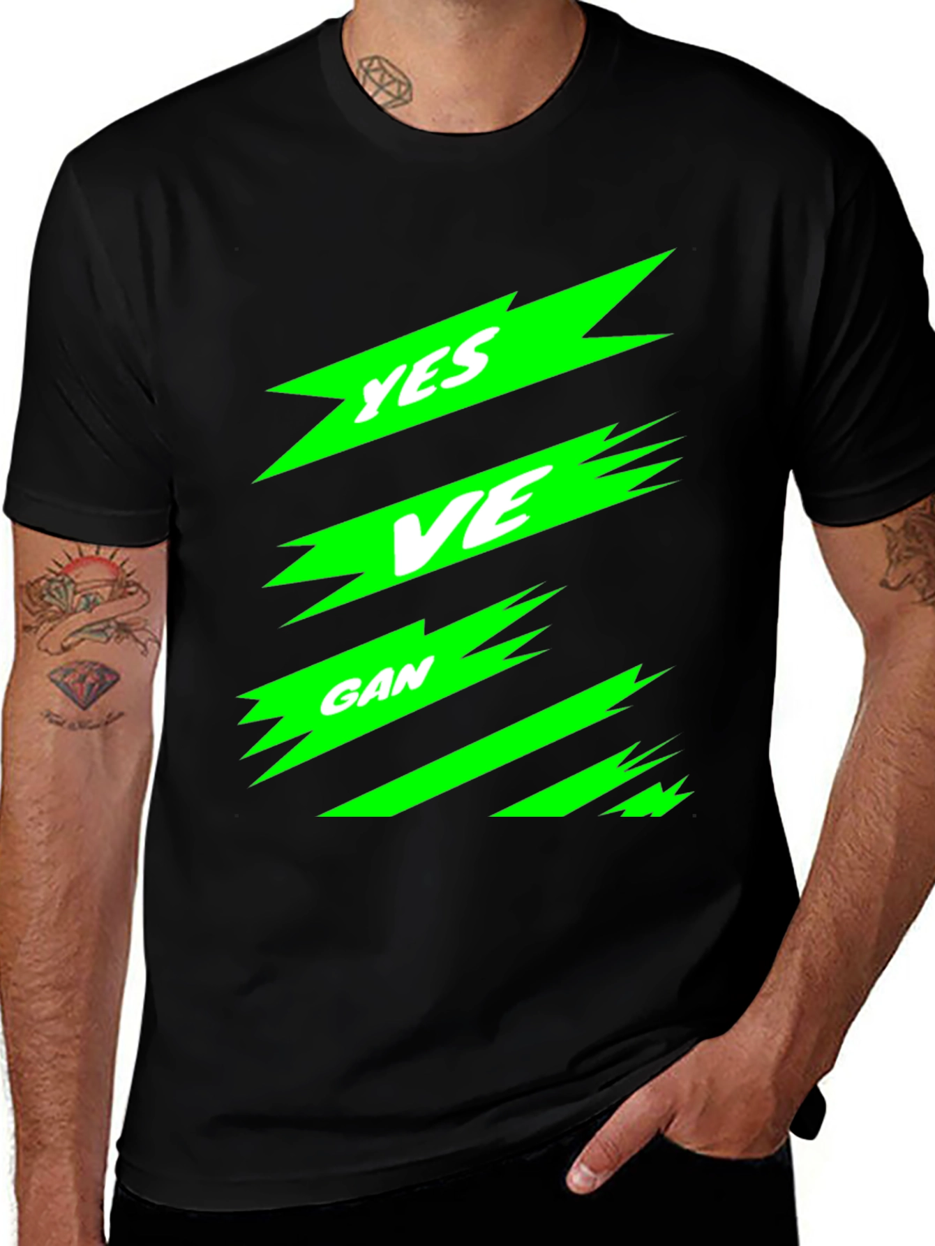 Variant 29 of Yes Vegan Black Graphic T-Shirt