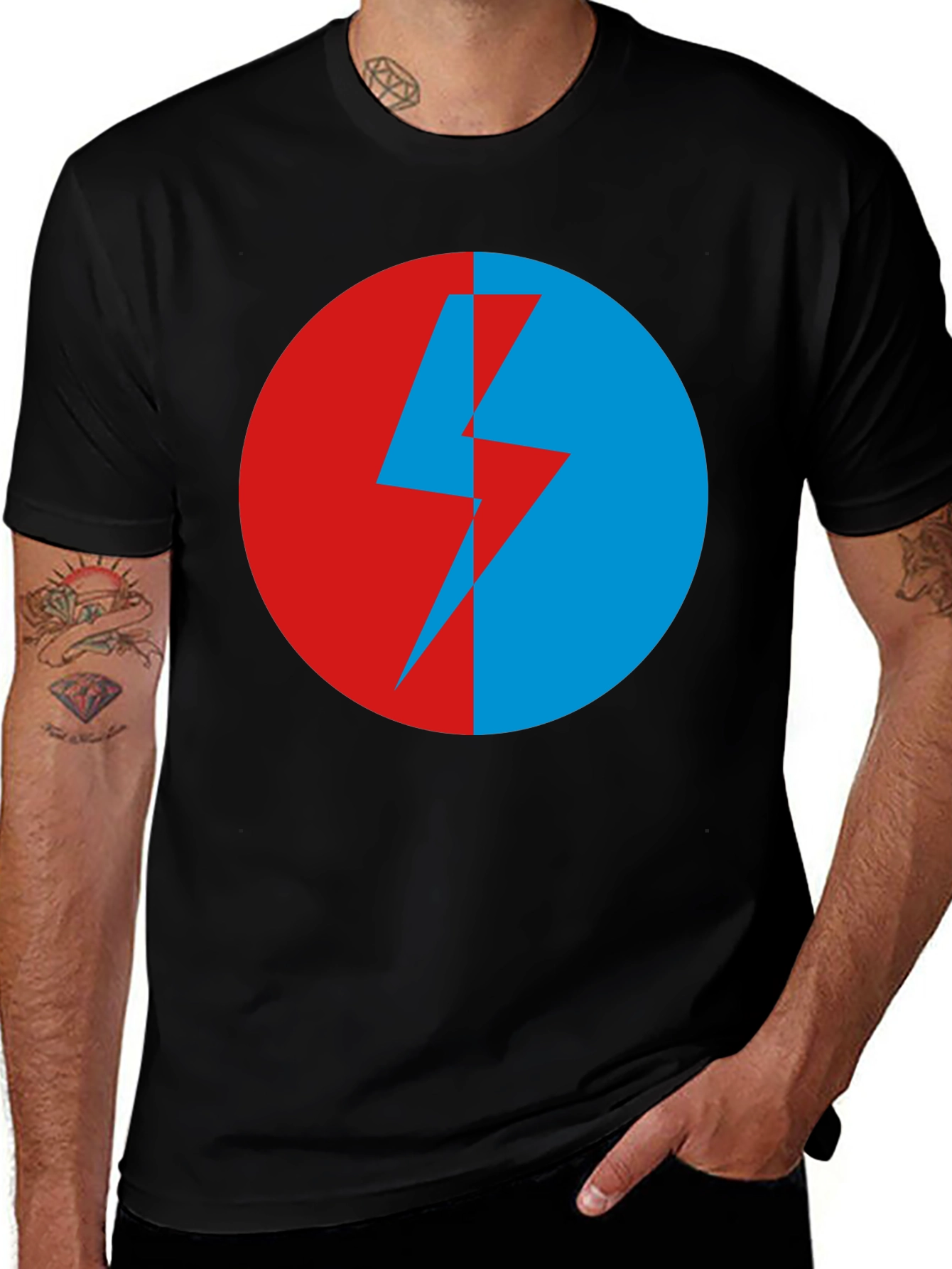 Variant 14 of Retro Lightning Bolt Graphic Tee - Black