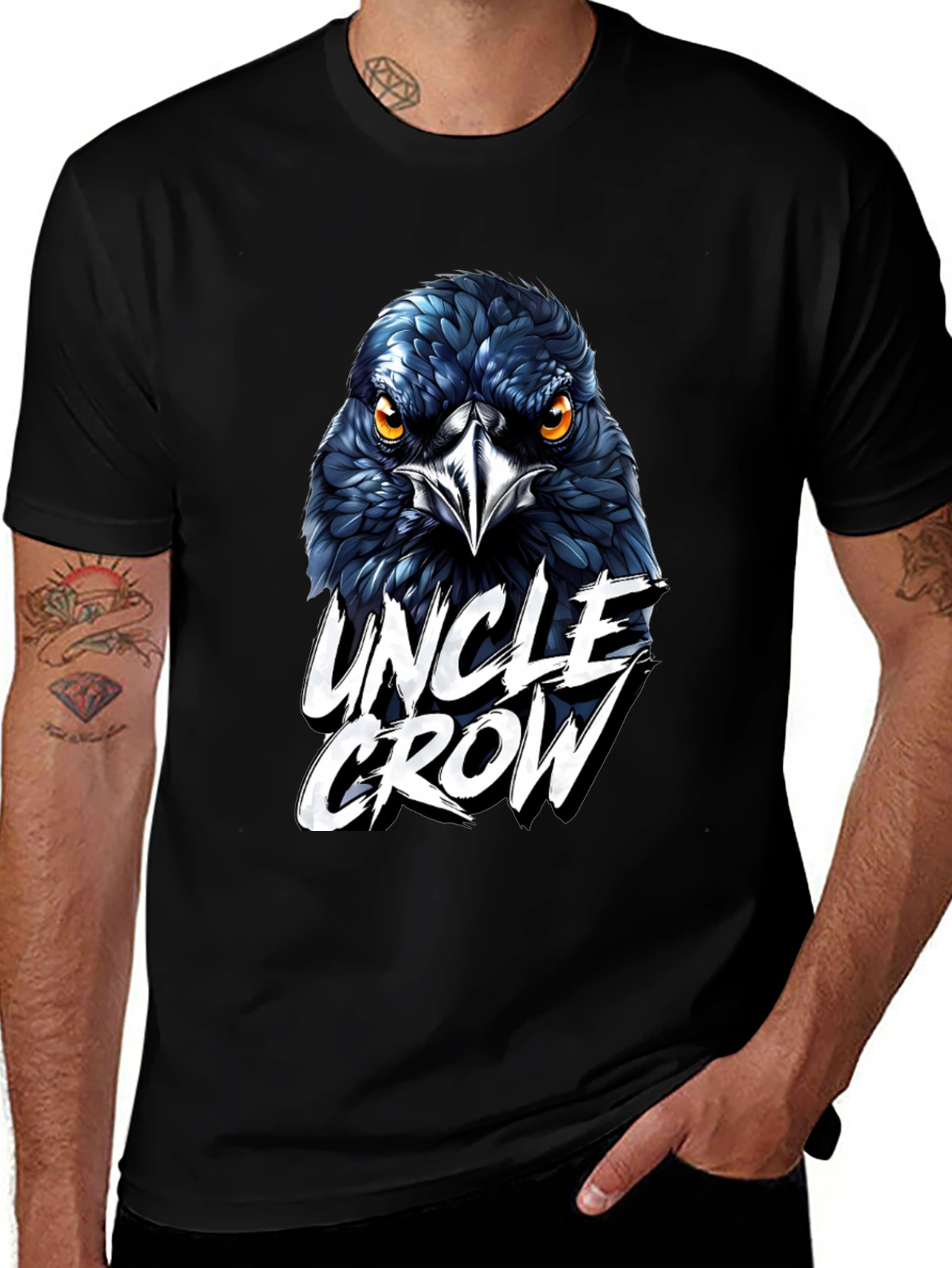 Variant 18 of Uncle Crow Graphic Tee - Mens Black T-Shirt