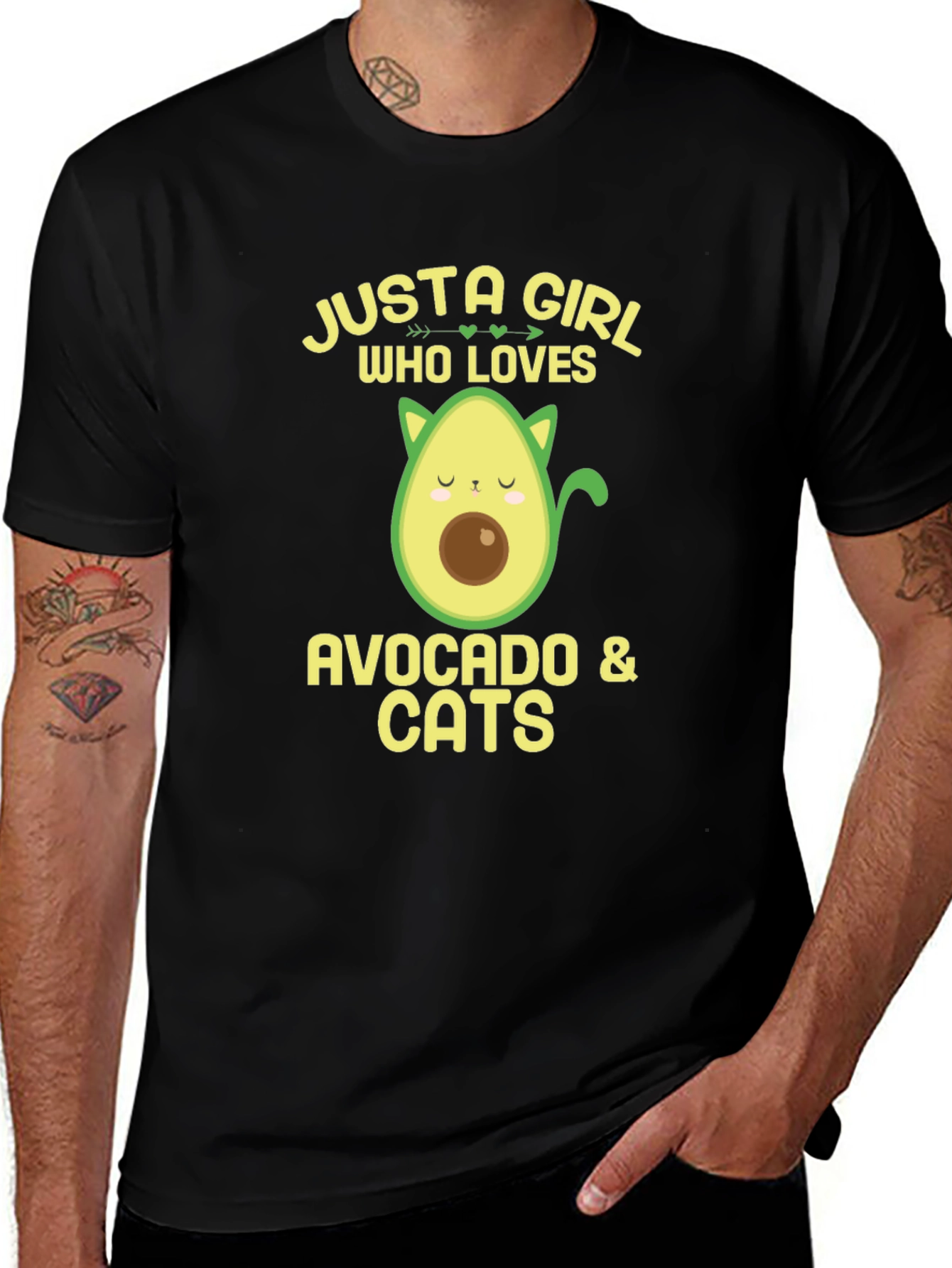 Variant 30 of Avocado & Cats T-Shirt - Just A Girl Who Loves Them!