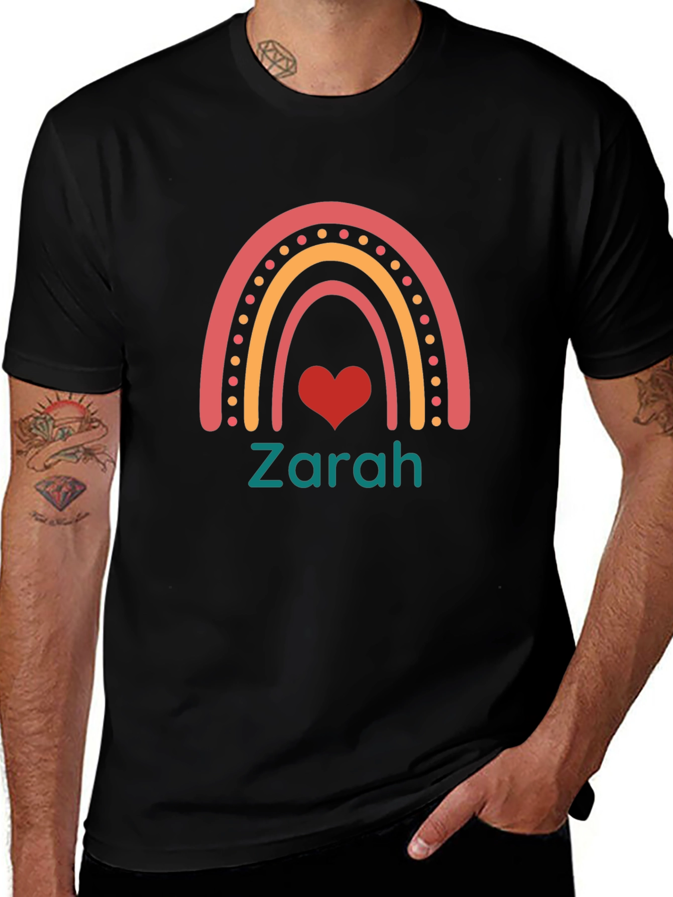 Personalized Rainbow Heart T-Shirt - Zarah