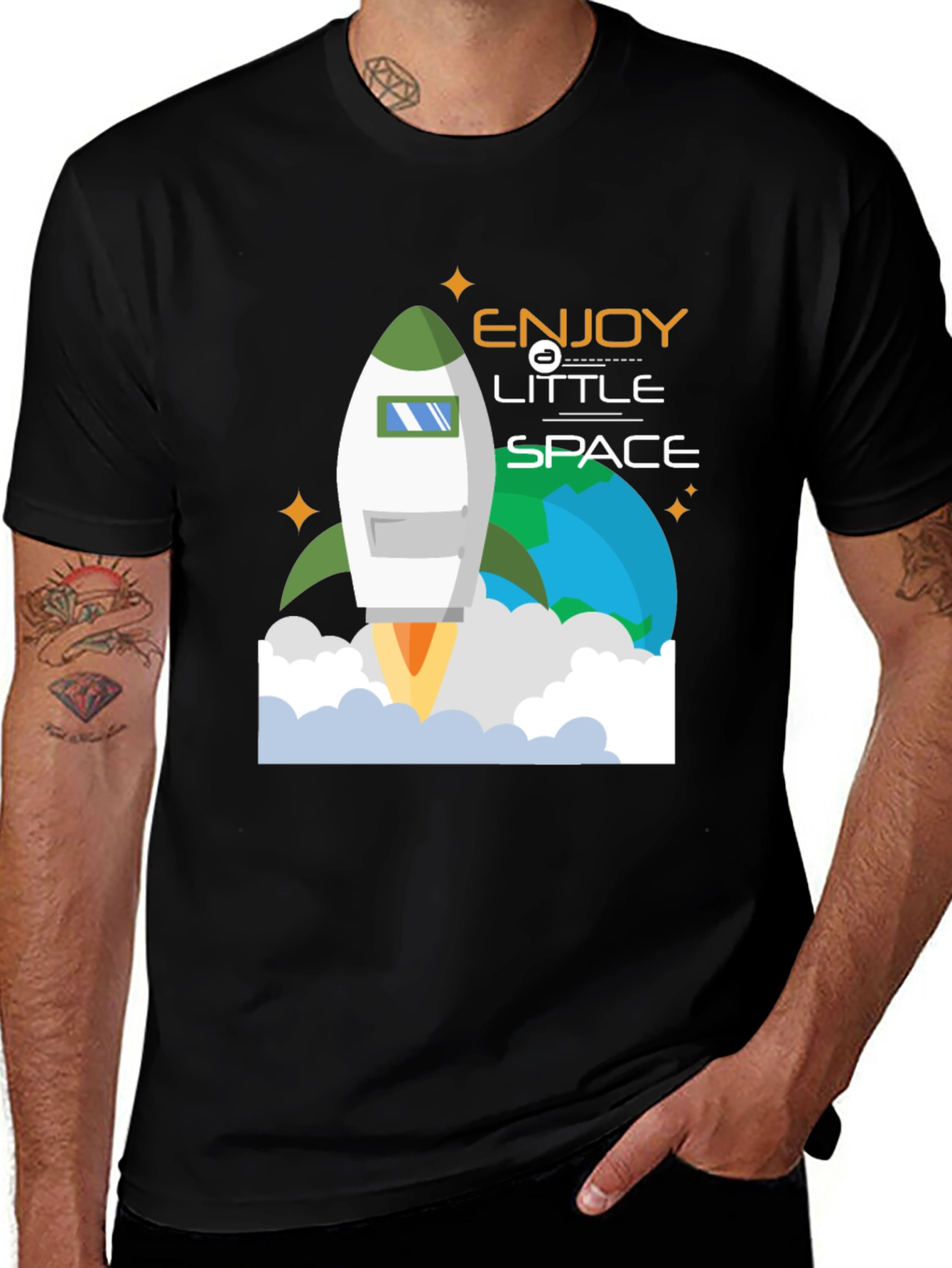 Variant 4 of Enjoy Little Space T-Shirt | Rocket Launch Graphic Tee