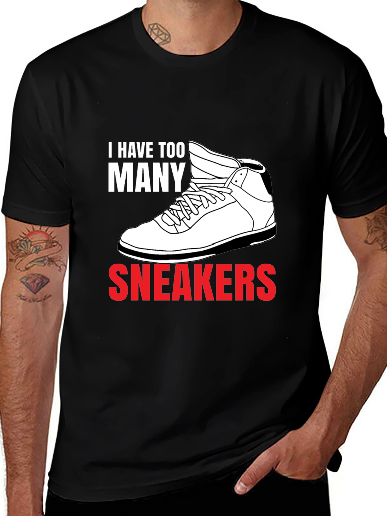 Variant 4 of Too Many Sneakers Graphic Tee - Black Cotton