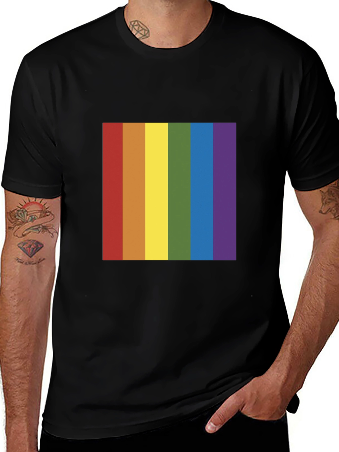 Black Rainbow Pride T-Shirt - Black Crew Neck Tee main image