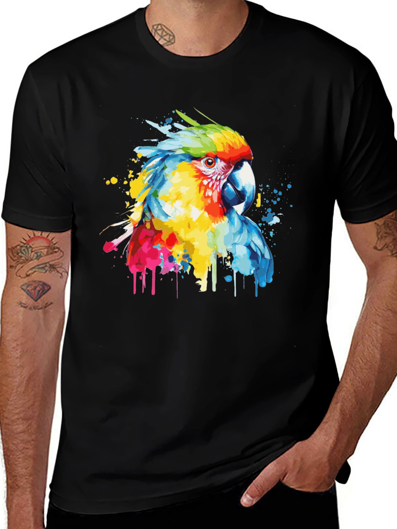 Variant 26 of Vibrant Parrot Watercolor Graphic T-Shirt