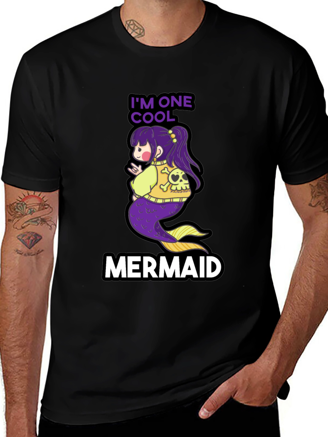 Variant 13 of Cool Mermaid T-Shirt - Black Cotton Tee