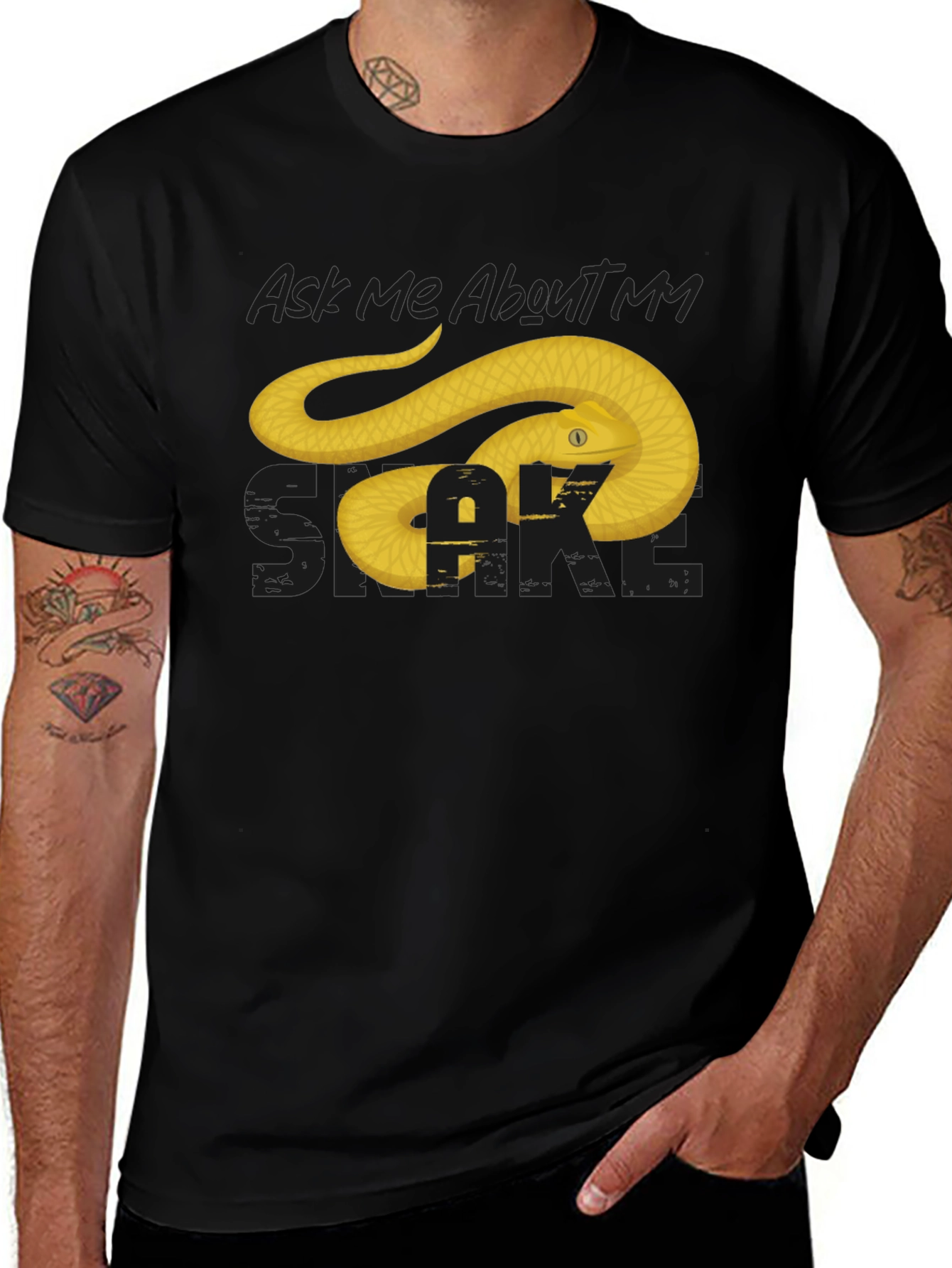 Variant 21 of Ask Me About My Snake T-Shirt - Black
