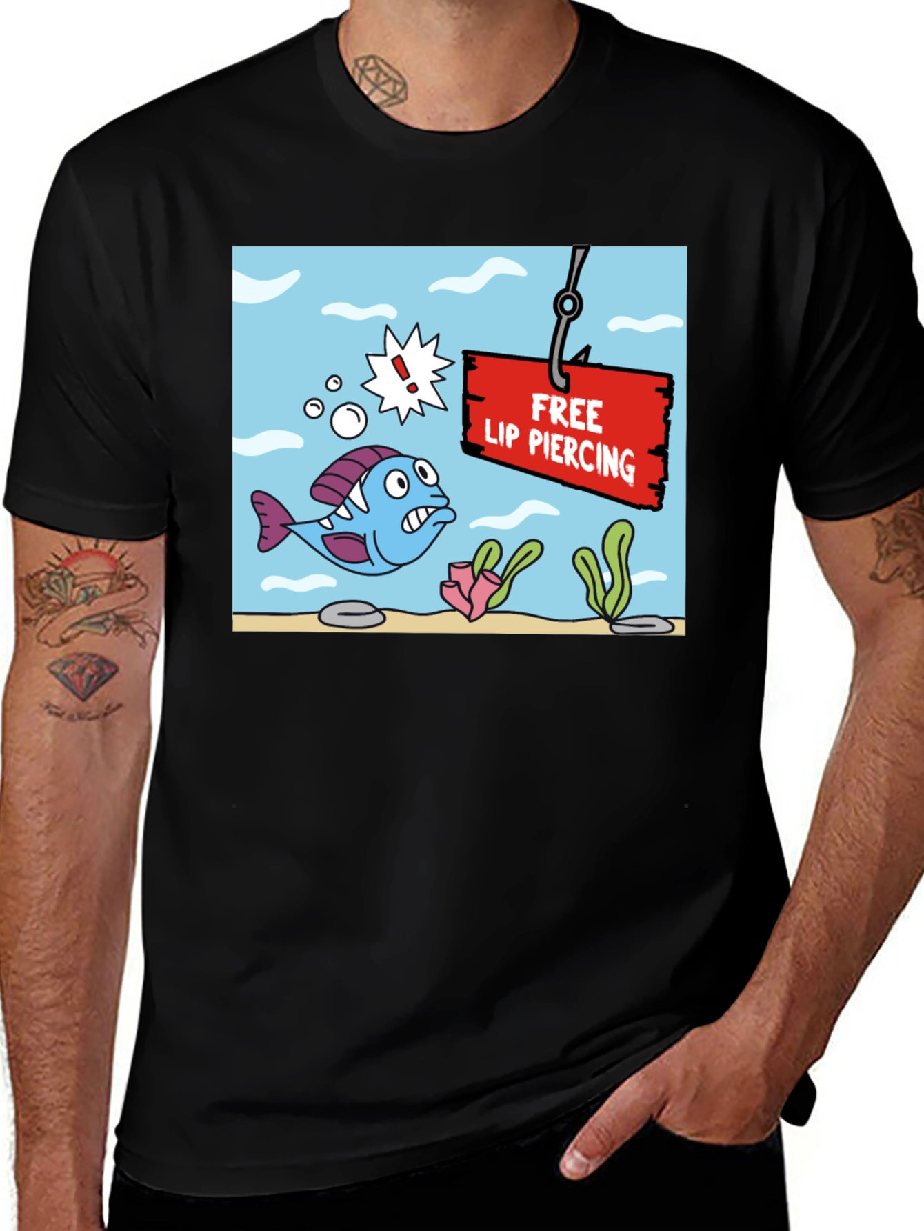 Variant 8 of Funny Free Lip Piercing Graphic T-Shirt