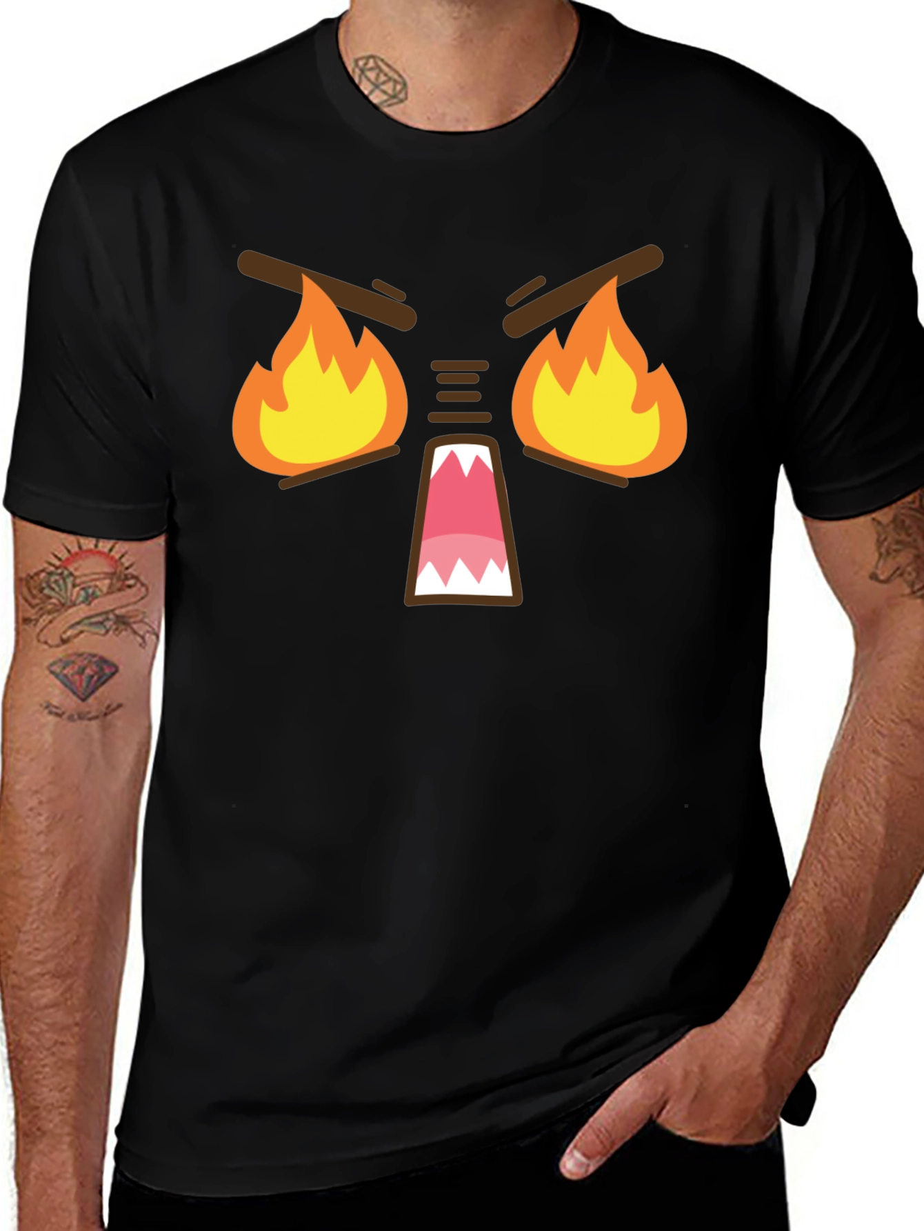 Variant 10 of Fiery Rage T-Shirt - Funny Angry Emoji Tee
