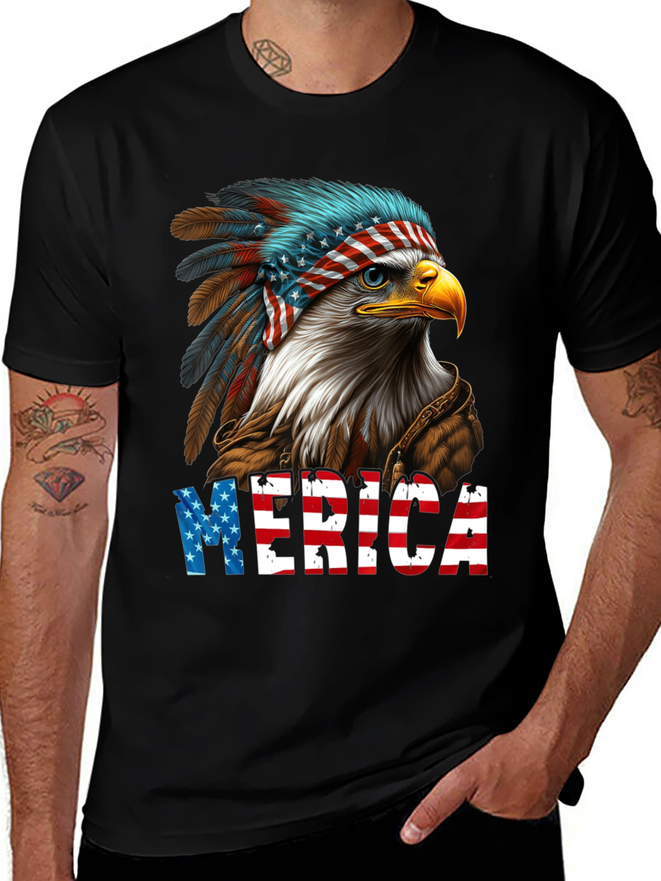 Patriotic Eagle 'Merica' Graphic T-Shirt