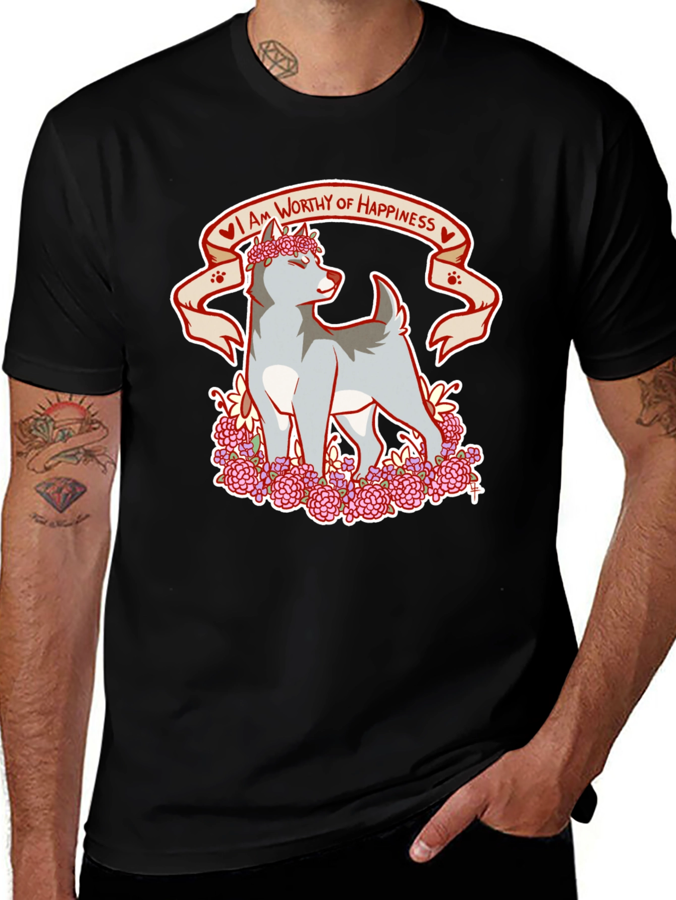 Variant 11 of I Am Worthy of Happiness Dog T-Shirt
