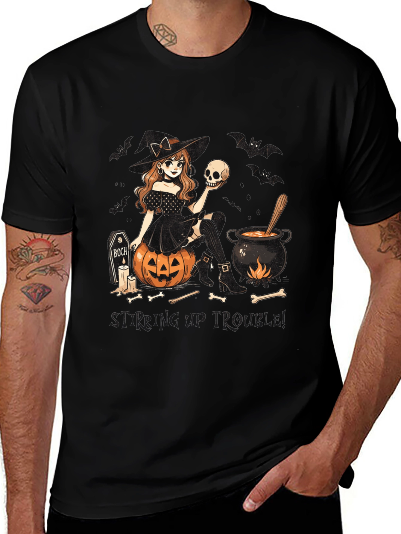 Variant 26 of Witch Stirring Up Trouble Halloween Graphic T-Shirt