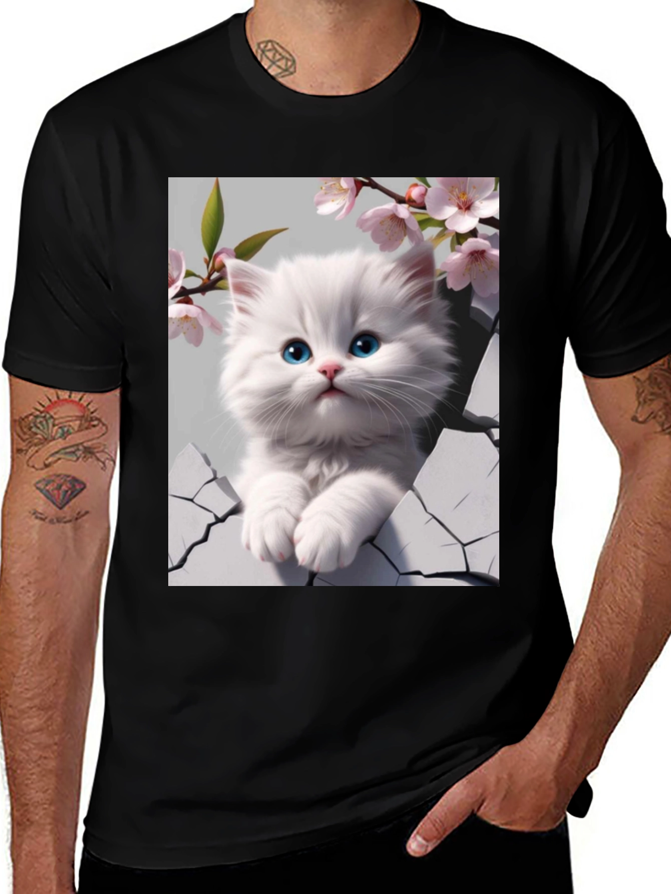 Variant 23 of Cute Kitten Design Black T-Shirt