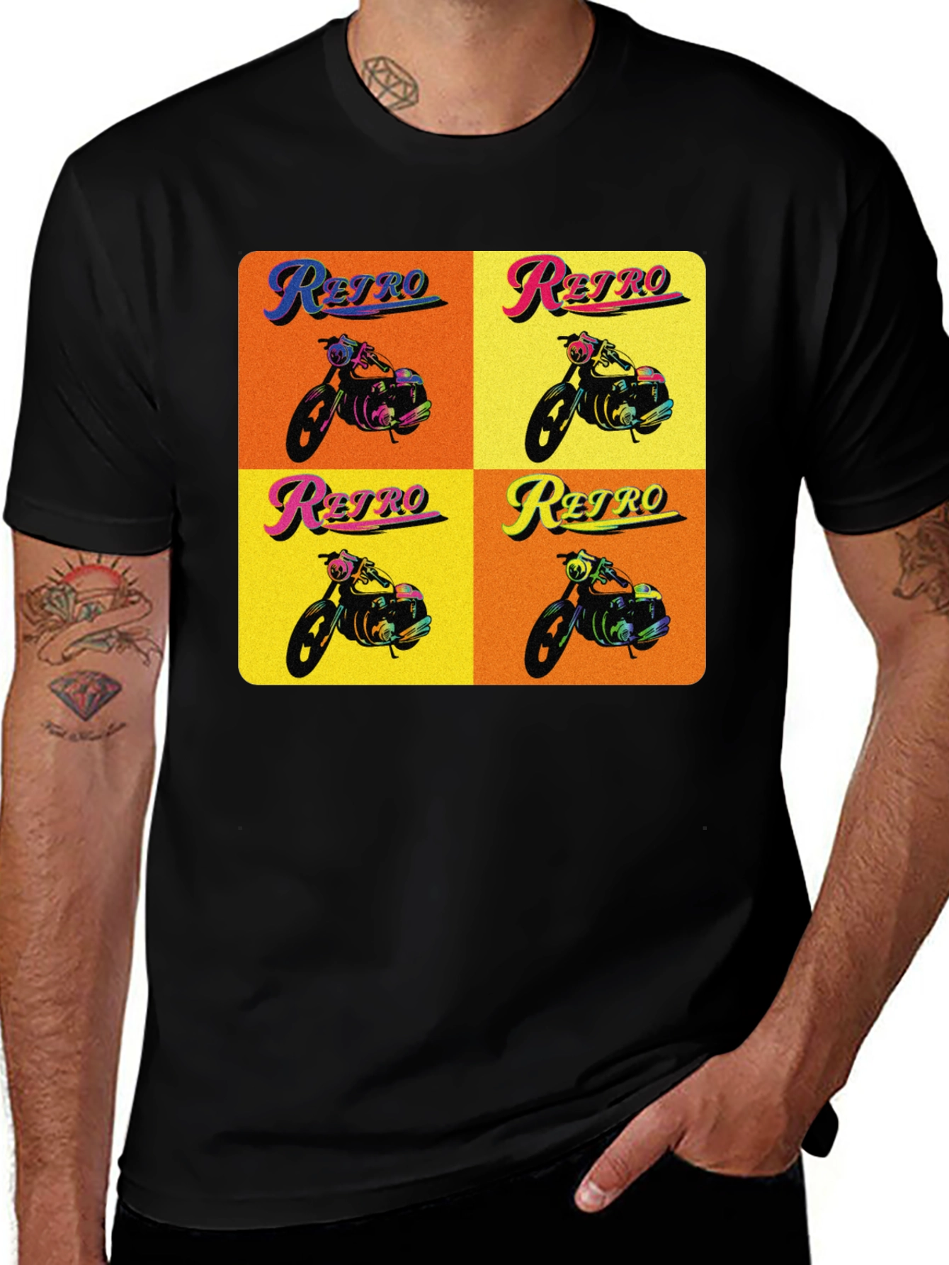 Variant 6 of Retro Motorcycle Pop Art Graphic T-Shirt