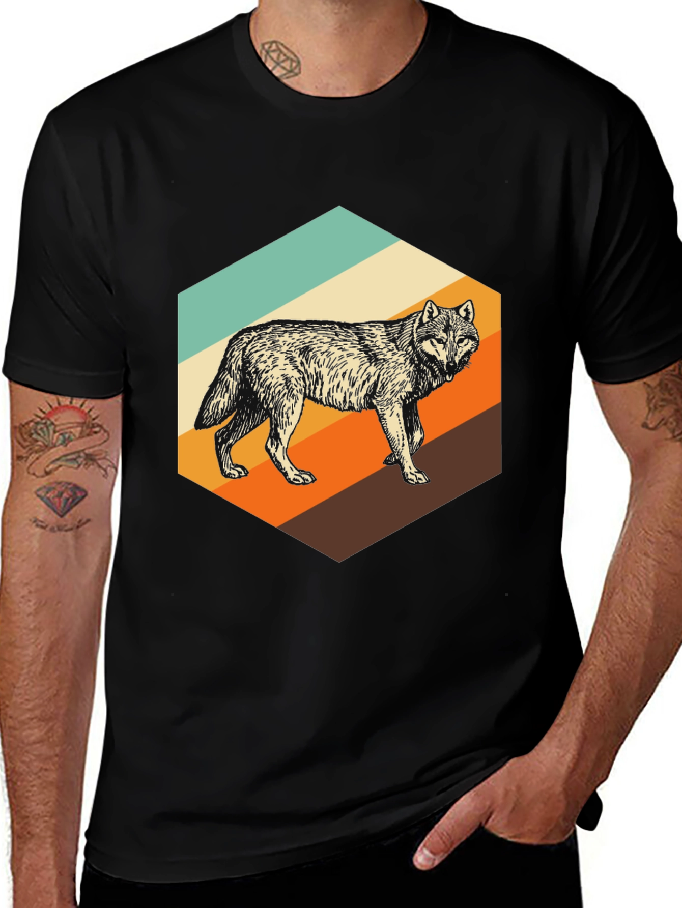 Variant 16 of Retro Wolf Graphic Tee - Cool Animal Design Shirt