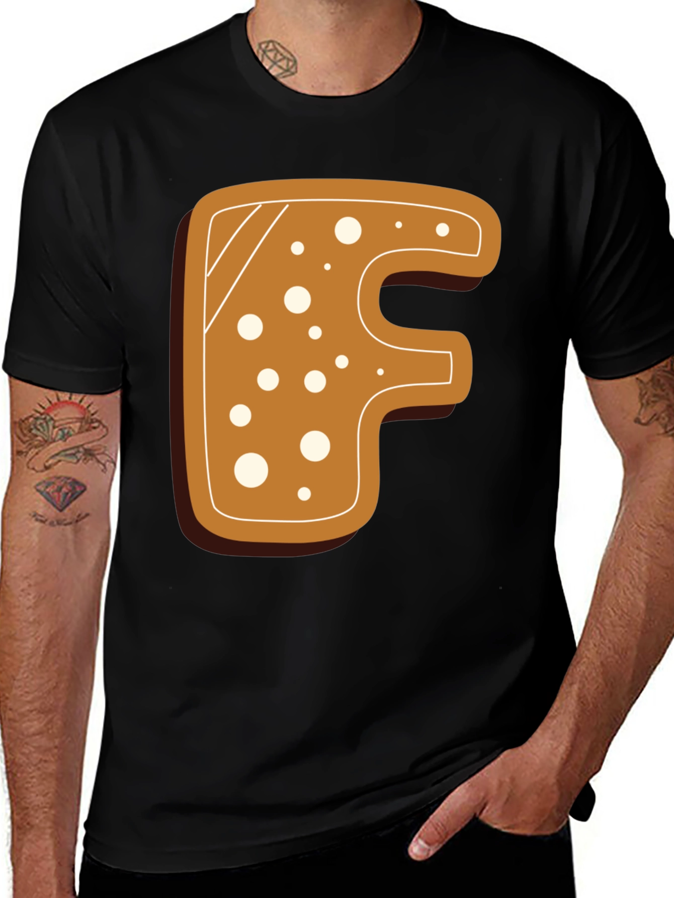 Variant 4 of Gingerbread Letter F T-Shirt - Holiday Fun!