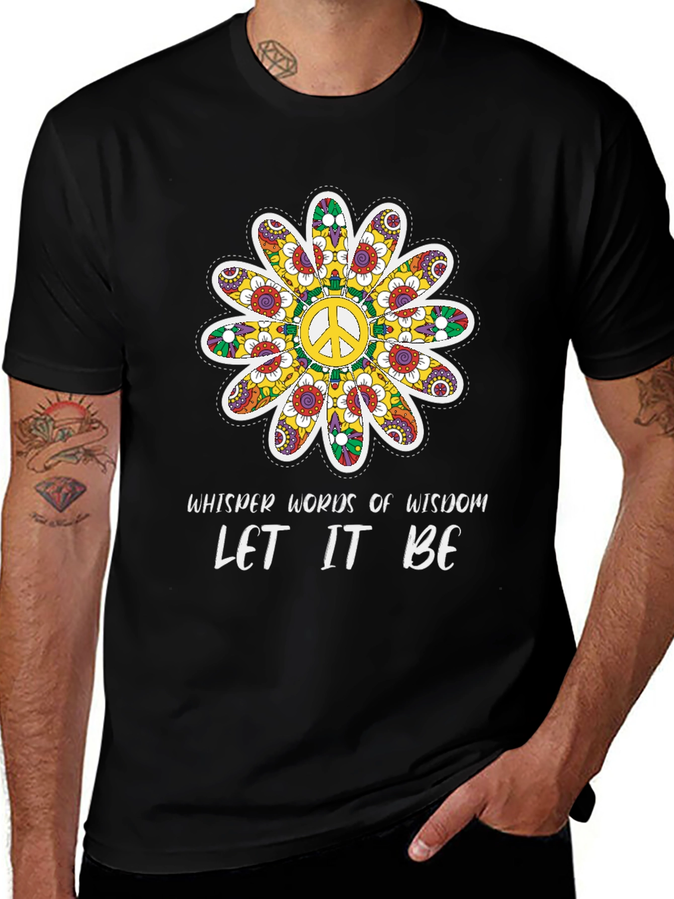 Variant 13 of Peace Flower Graphic Tee - Whisper Words of Wisdom T-Shirt