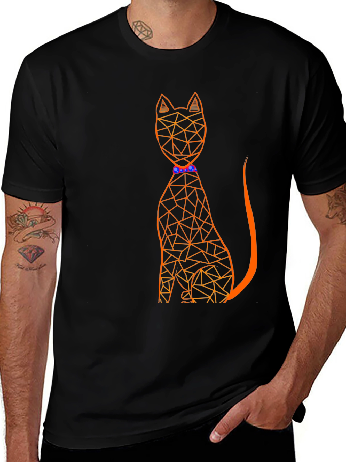 Variant 25 of Geometric Cat Graphic Tee - Modern Style
