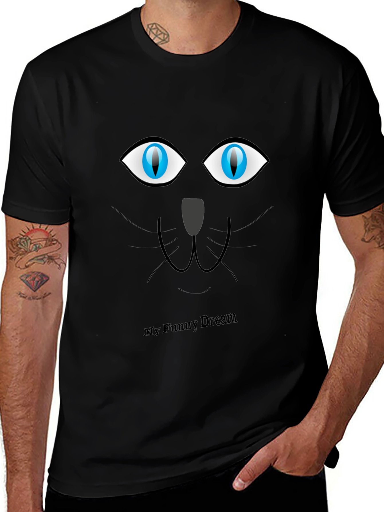 Variant 17 of Funny Dream Black Cat T-Shirt