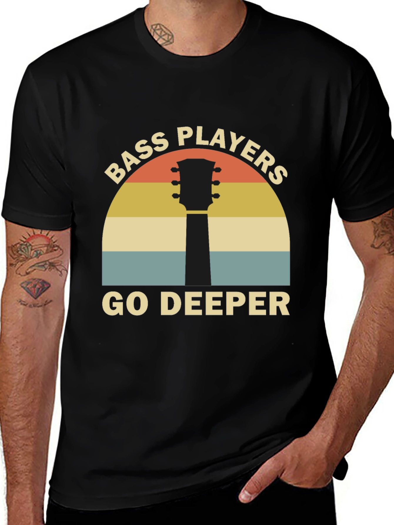 Variant 7 of Bass Players Go Deeper Black T-Shirt