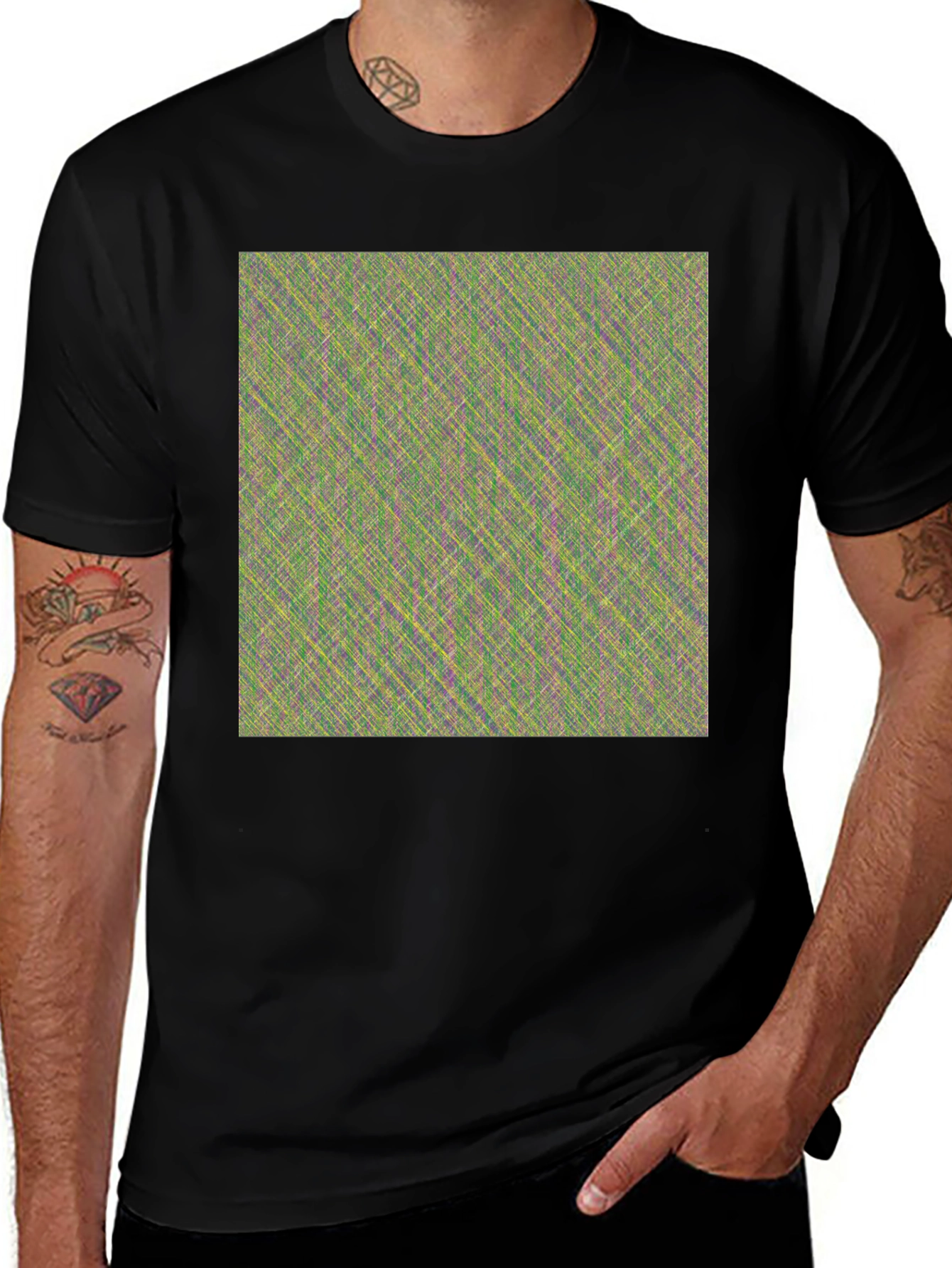 Black Abstract Pattern Crew Neck T-Shirt main image