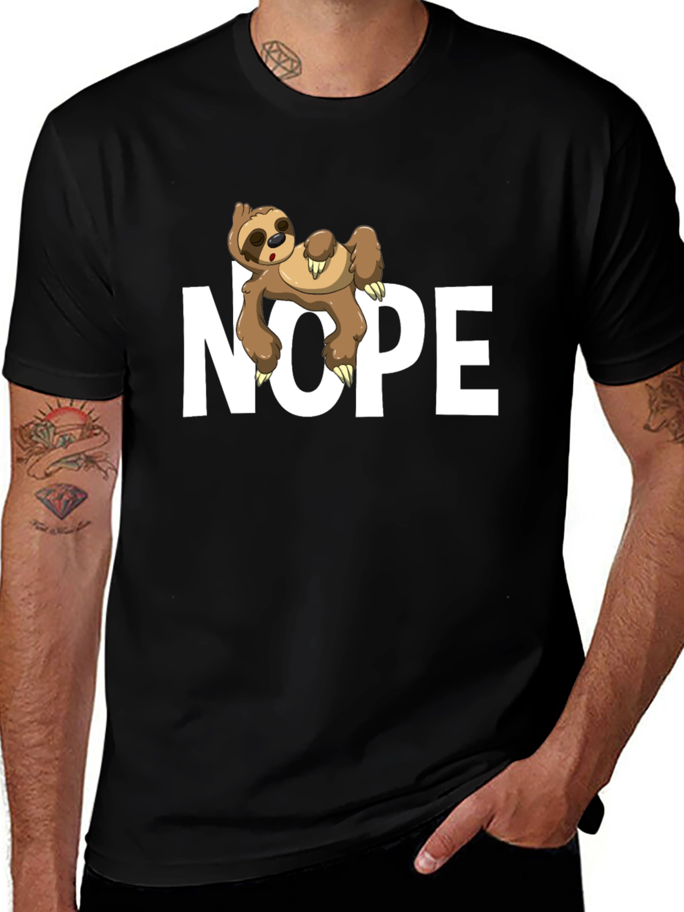Nope Sloth Graphic T-Shirt - Lazy Day Comfort