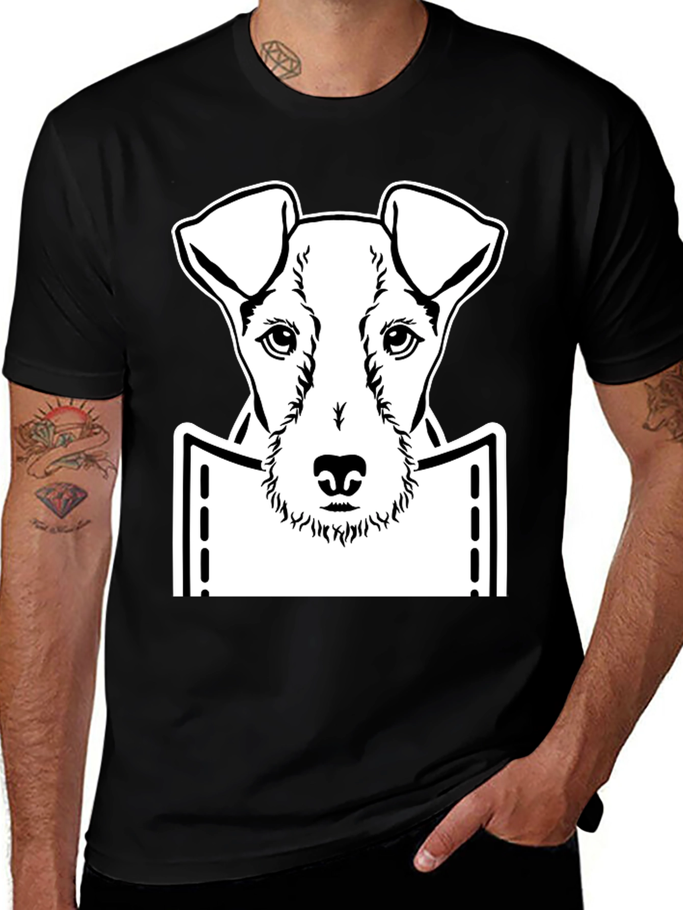Variant 30 of Dog in Pocket Graphic T-Shirt - Trendy Dog Lover Tee