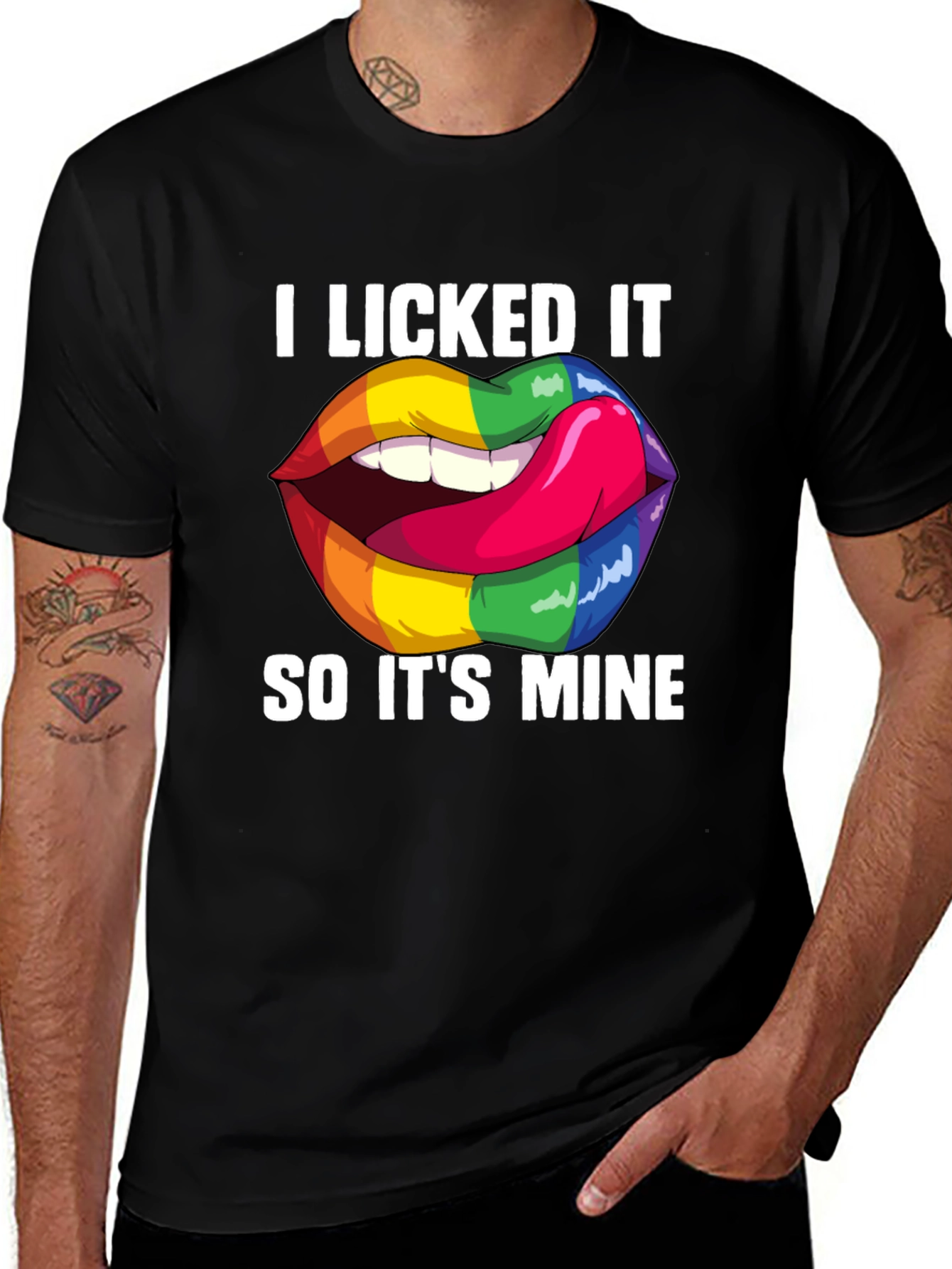 Variant 15 of I Licked It, Rainbow Lips Graphic T-Shirt