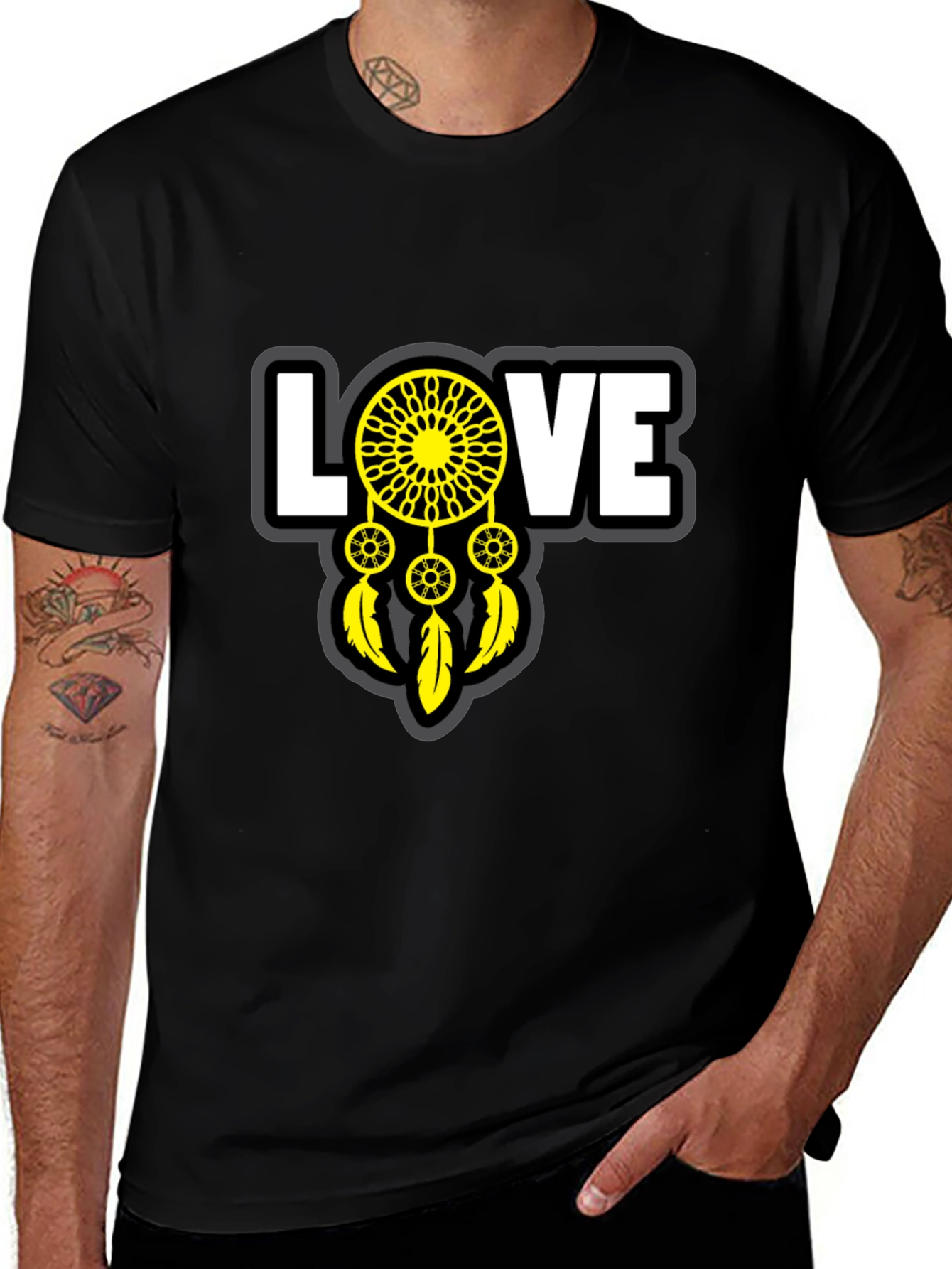Variant 9 of Love Dreamcatcher Graphic T-Shirt - Unisex Black Tee