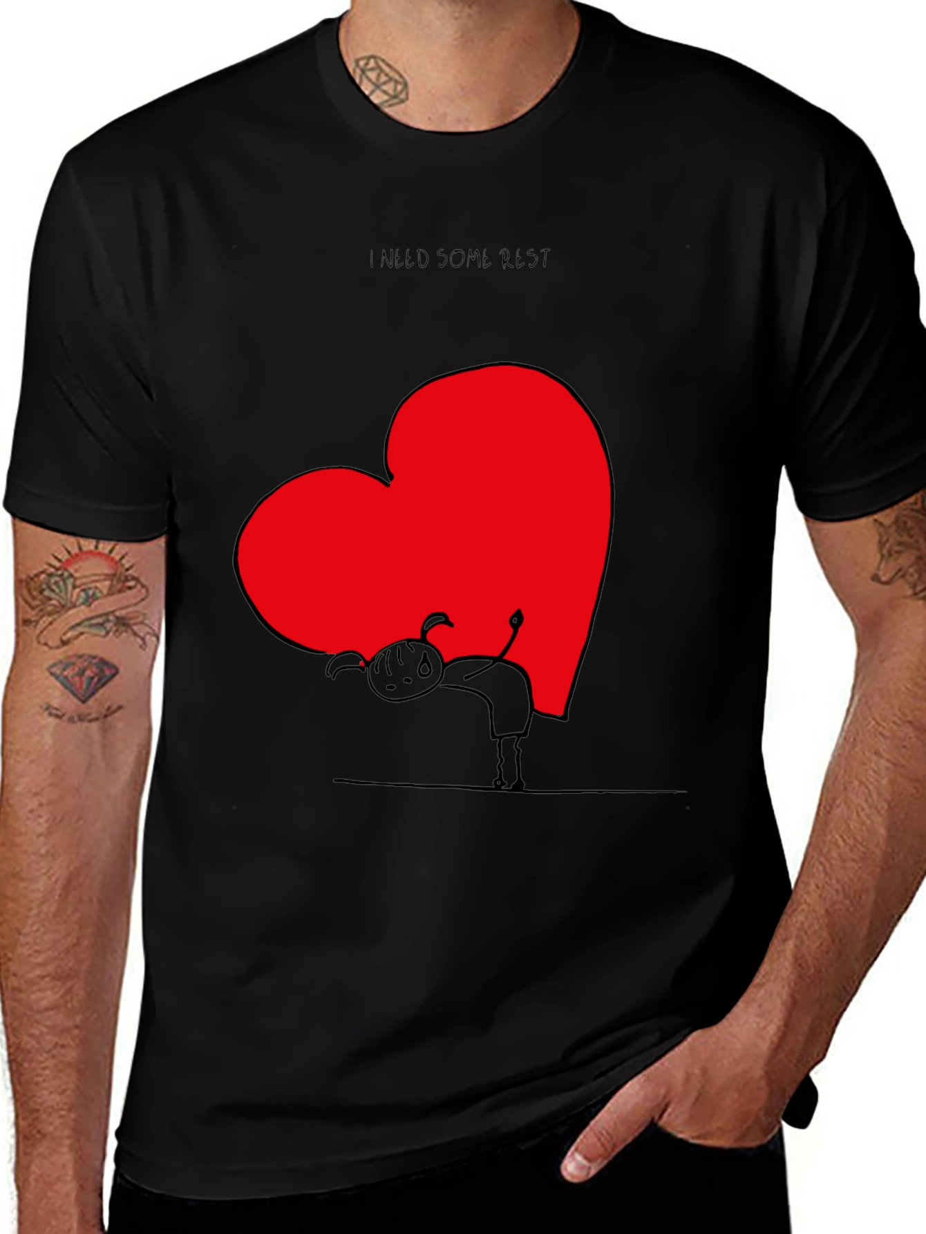 Variant 25 of Need Rest Heart Graphic Black T-Shirt