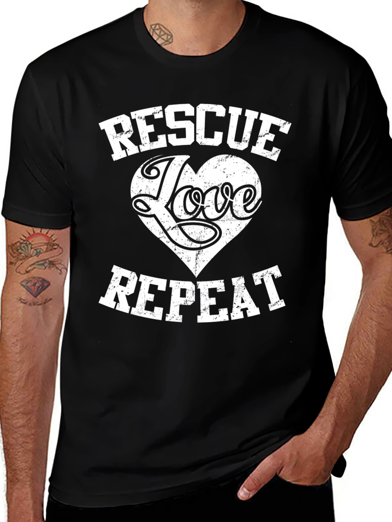 Rescue Love Repeat Graphic Tee - Soft Cotton Blend