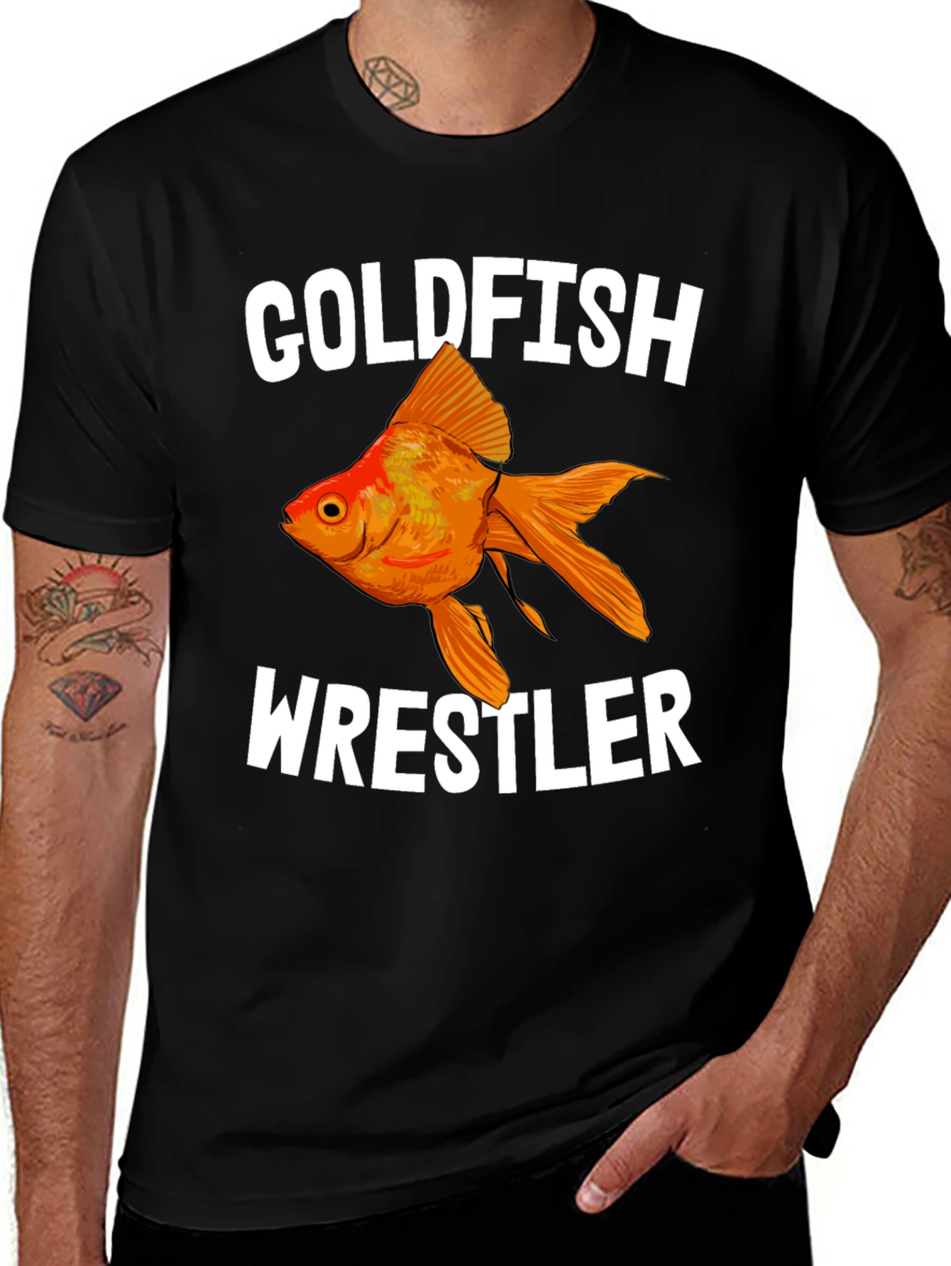 Variant 21 of Goldfish Wrestler Black T-Shirt