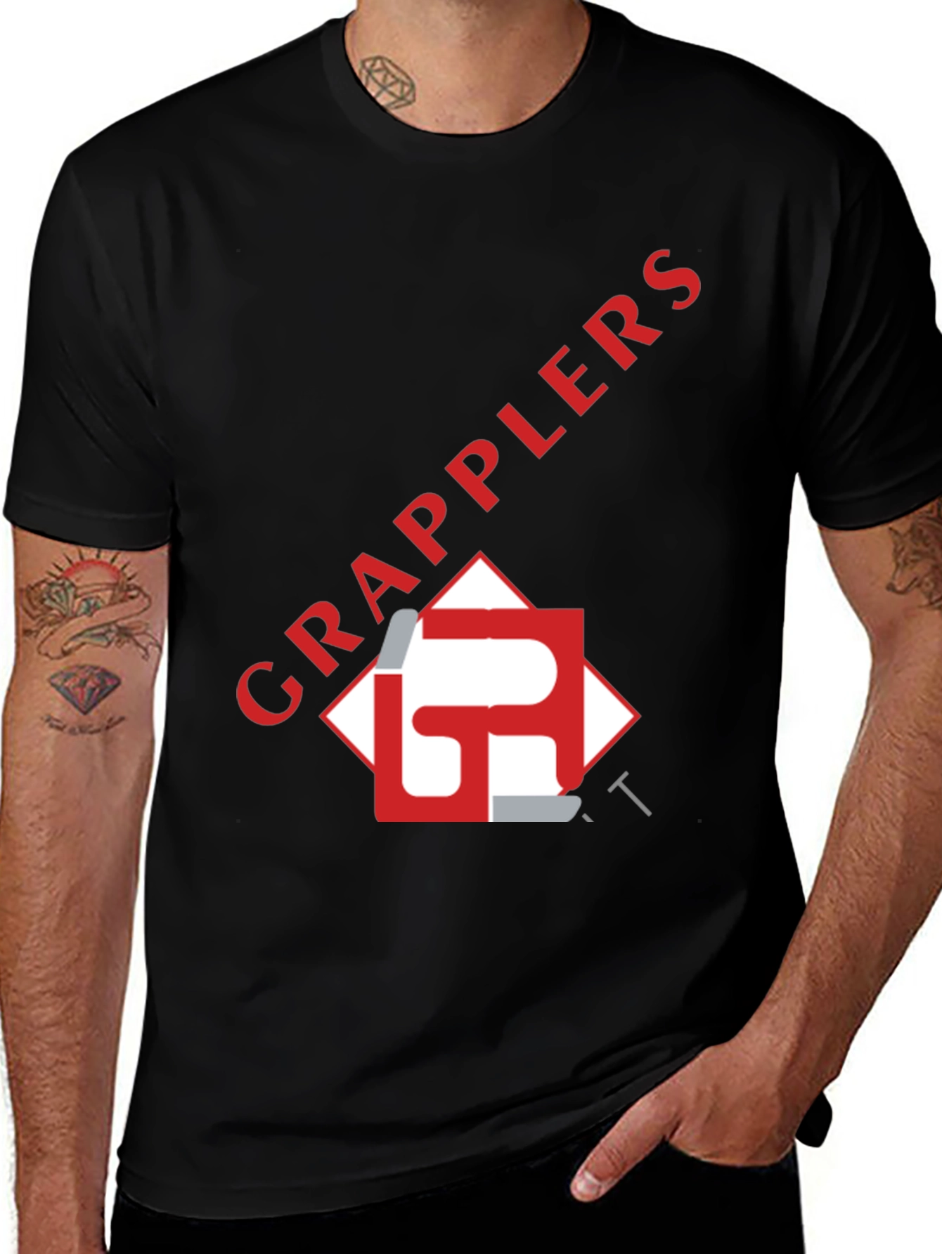 Variant 9 of Grapplers Graphic T-Shirt - Black Cotton Blend