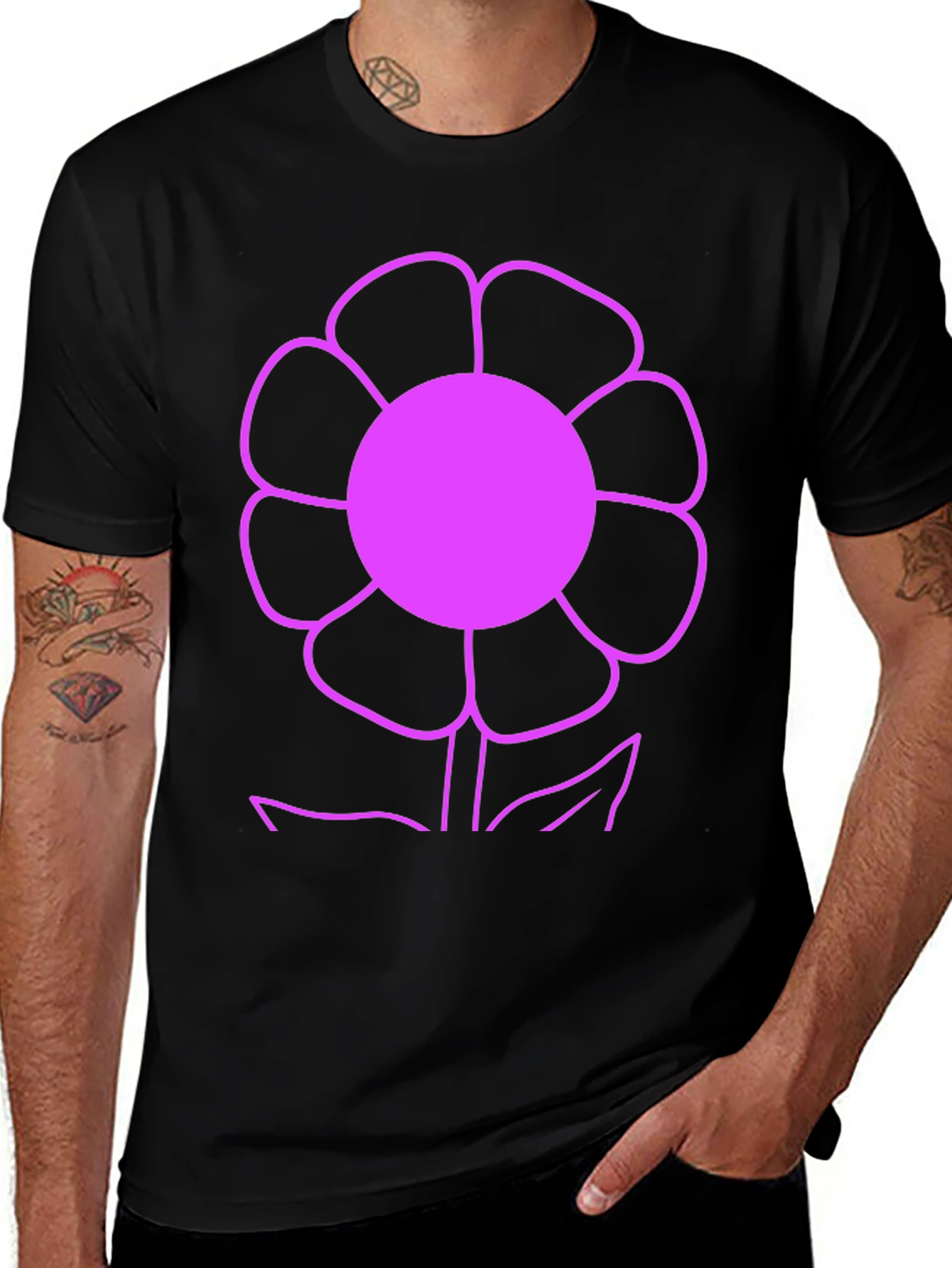 Variant 25 of Vibrant Flower Graphic Tee - Black